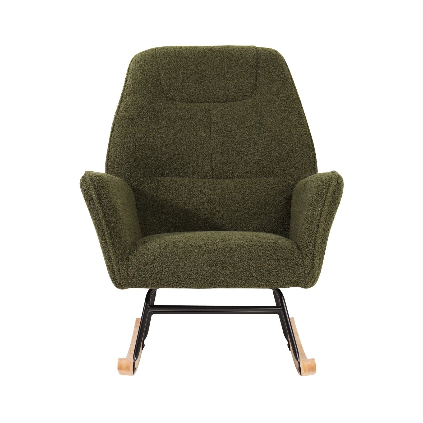 7 Oikiture Rocking Chair Nursing Armchair Sherpa Accent Chairs Upholstered - Green, 7 of 10