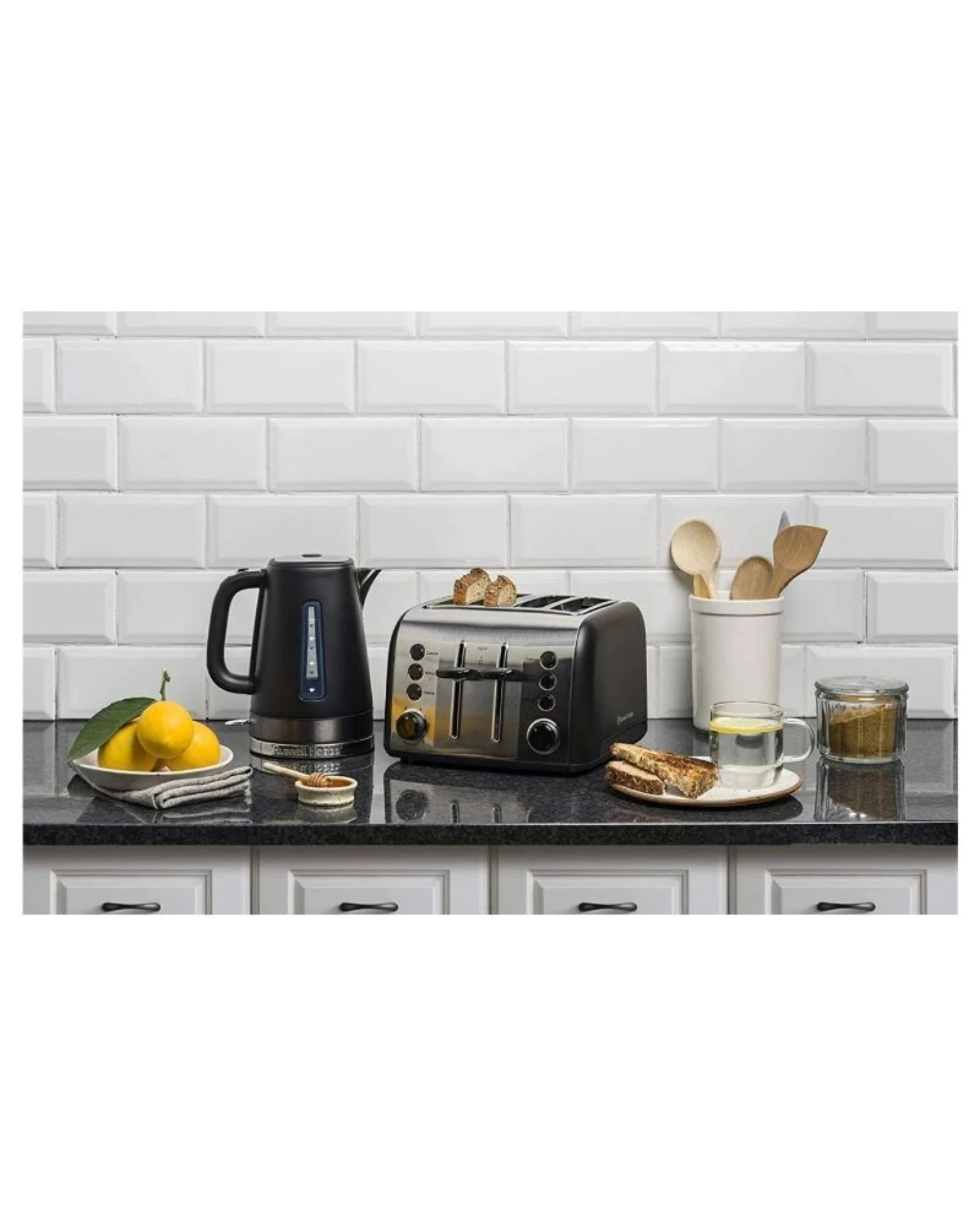 4 Russell Hobbs Brooklyn 4 Slice Toaster & 1.7L Kettle Set - Black, 4 of 4