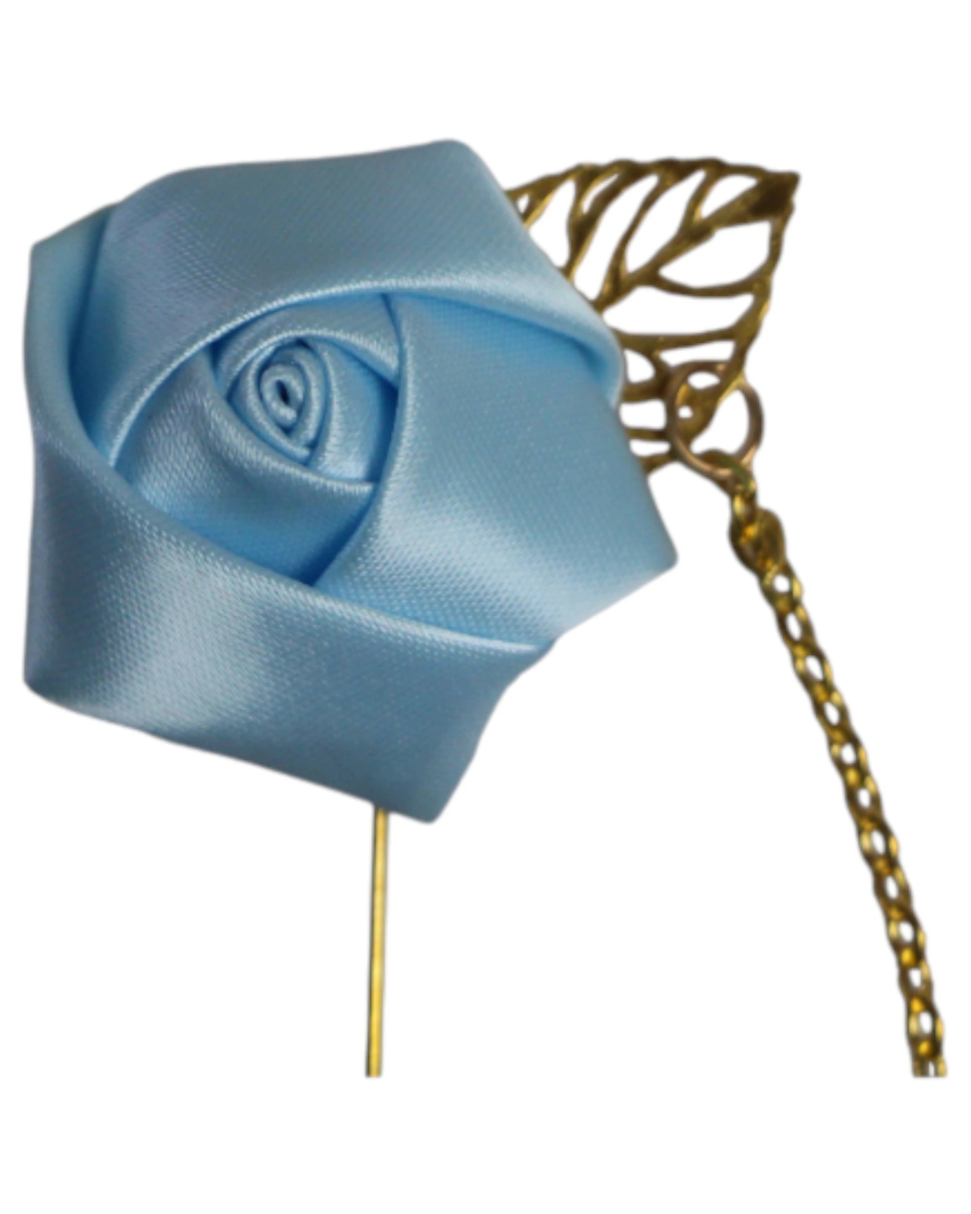 3 Zasel Womens Light Blue Rose With Gold Leaf Flower Suit Blazer Jacket Lapel Pin - Multi, 3 of 3