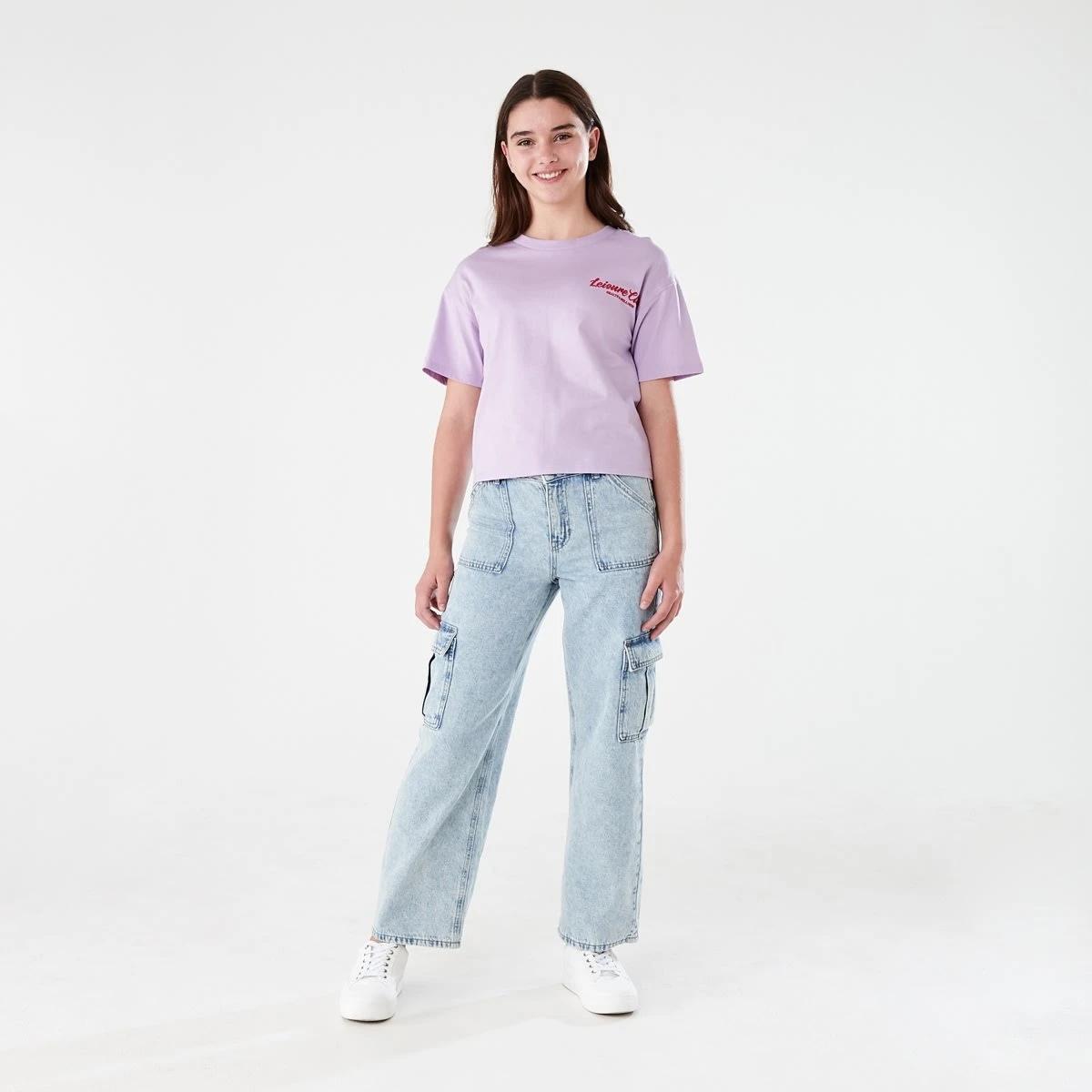 7 Short Sleeve Cropped Print T-shirt LEISURE CLUB PASTEL LILAC, 7 of 8