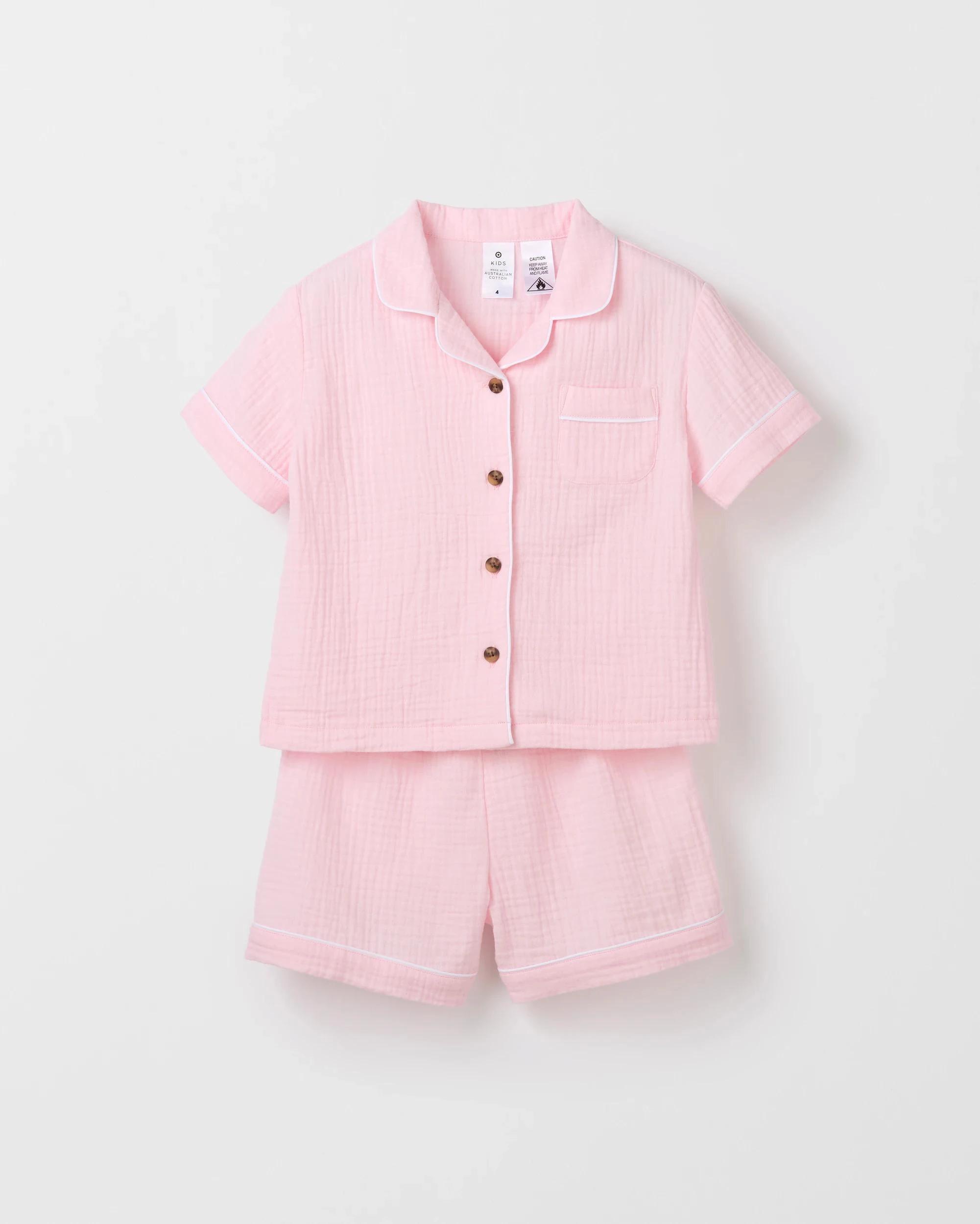 5 Target Kids Australian Cotton Younger Girls Double Cloth Pyjama Set LT PINK, 5 of 8