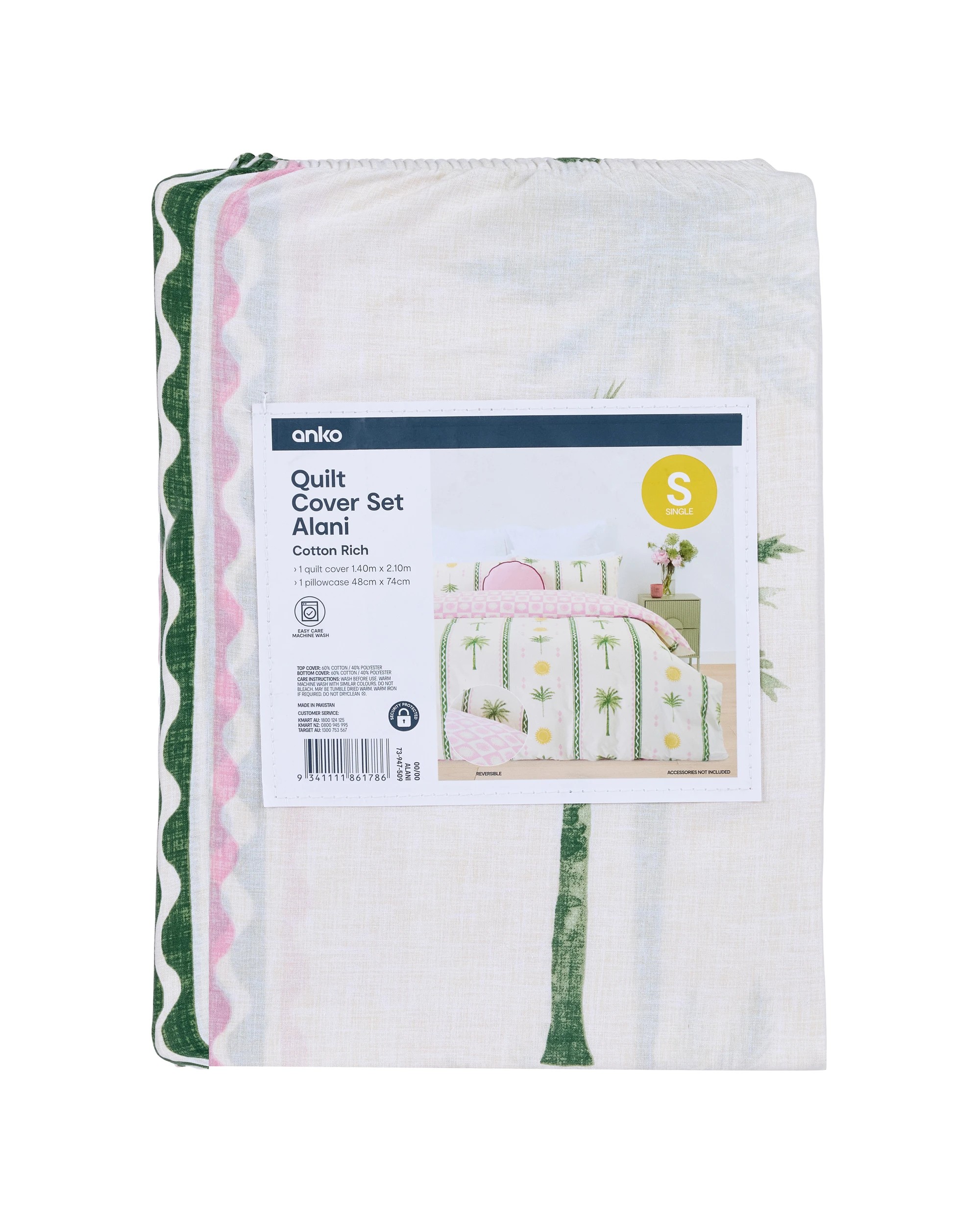 8 Alani Cotton Rich Reversible Quilt Cover Set - Single Bed, 8 of 8