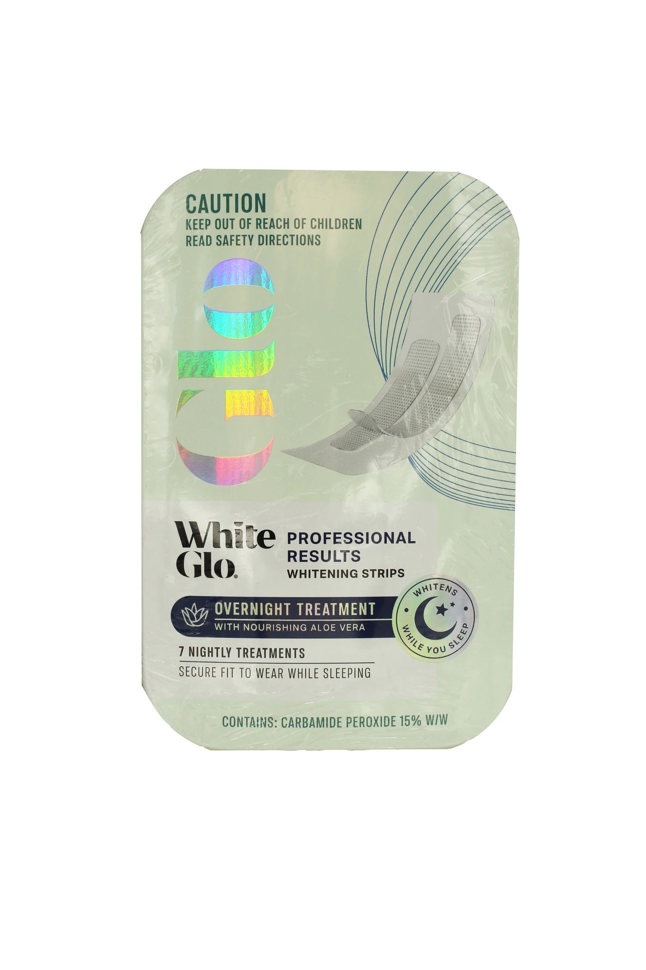 1 White Glo Professional Results Overnight Treatment Whitening Strips, 1 of 2