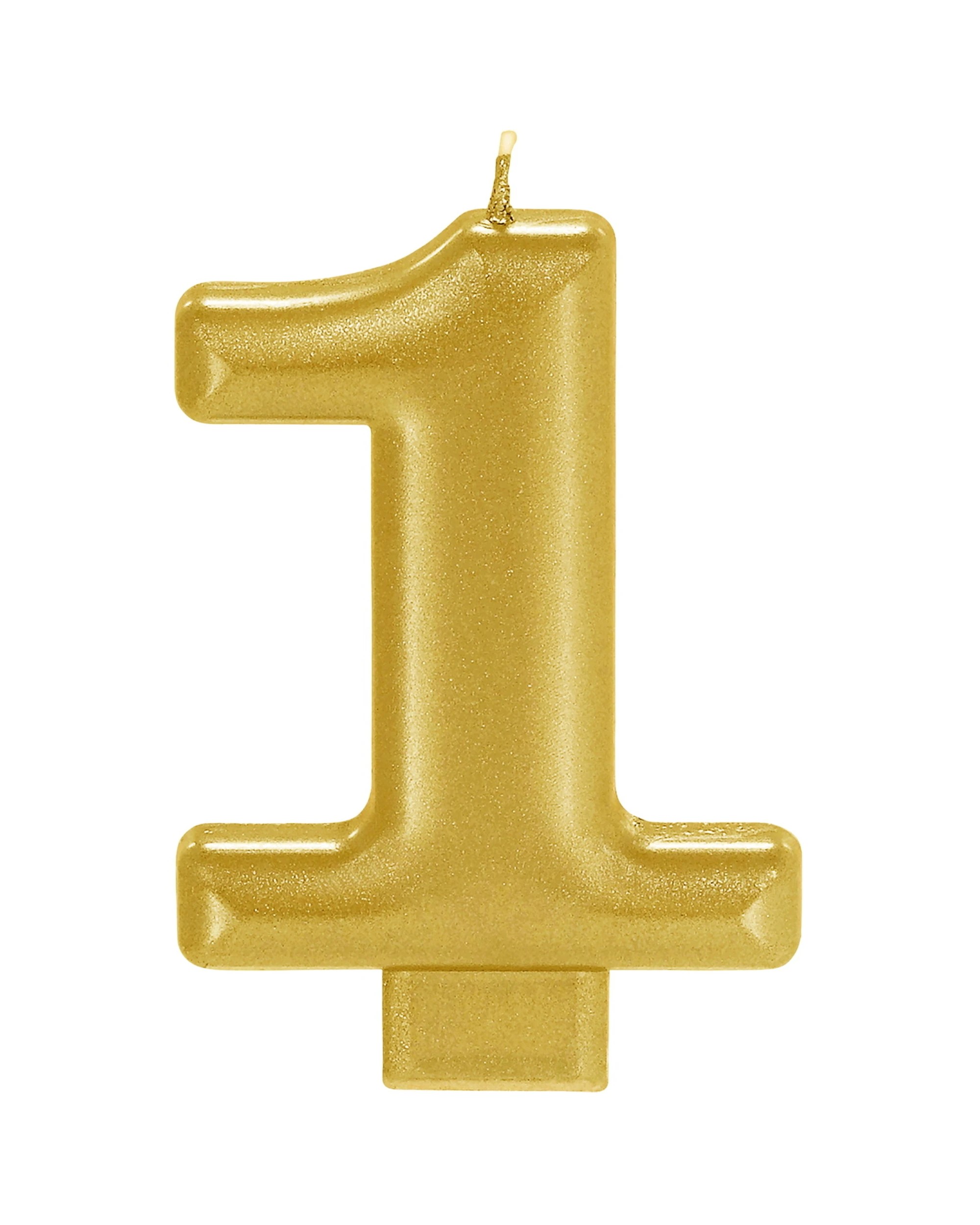 1 Amscan Metallic Number 1 Candle - Gold, 1 of 2