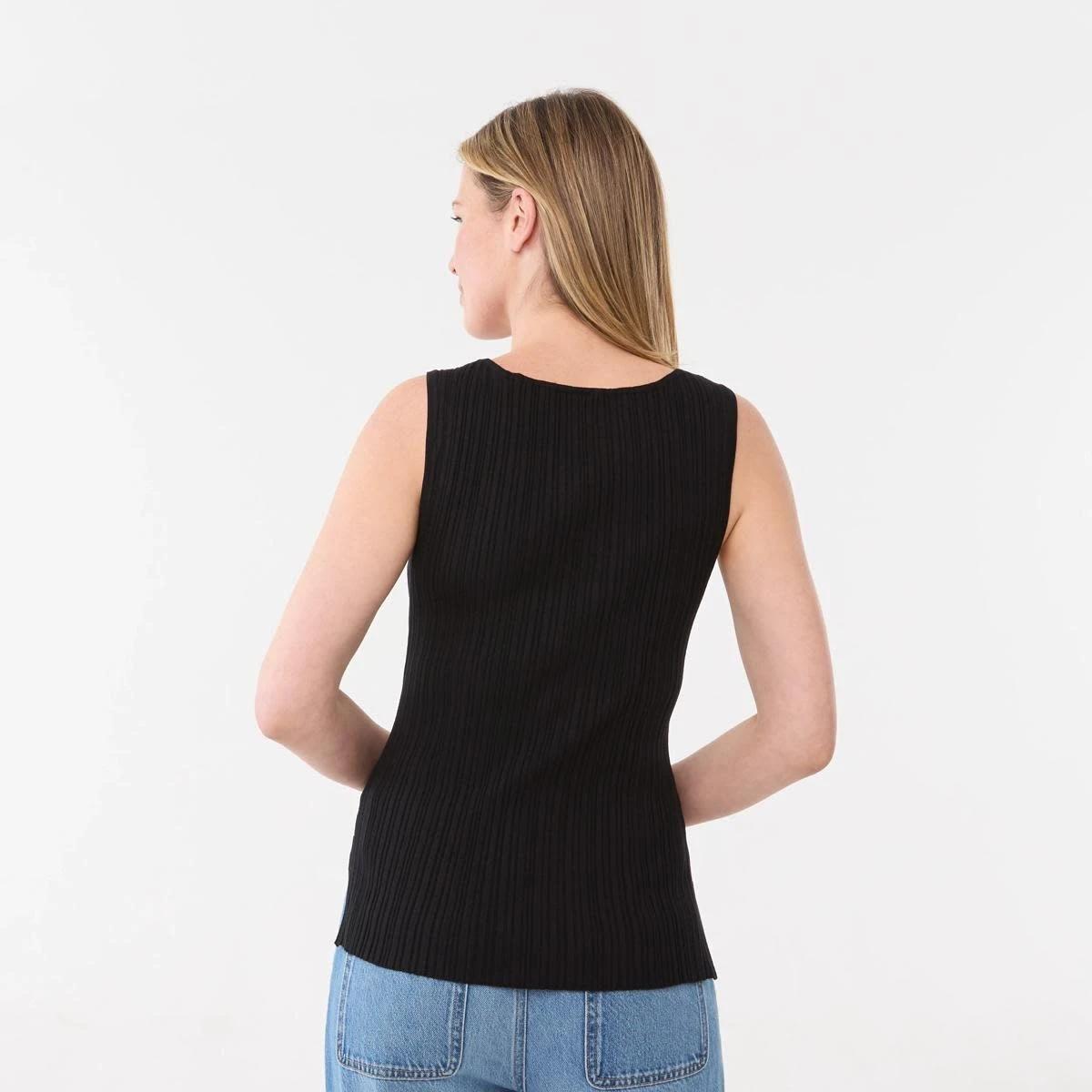 3 Sleeveless Variegated Rib Tank Black, 3 of 6