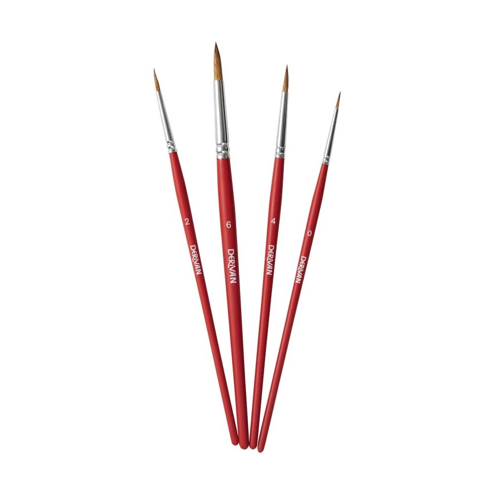 3 Derivan Short Handle Round Sable Paintbrush Set 4 Pack, 3 of 3