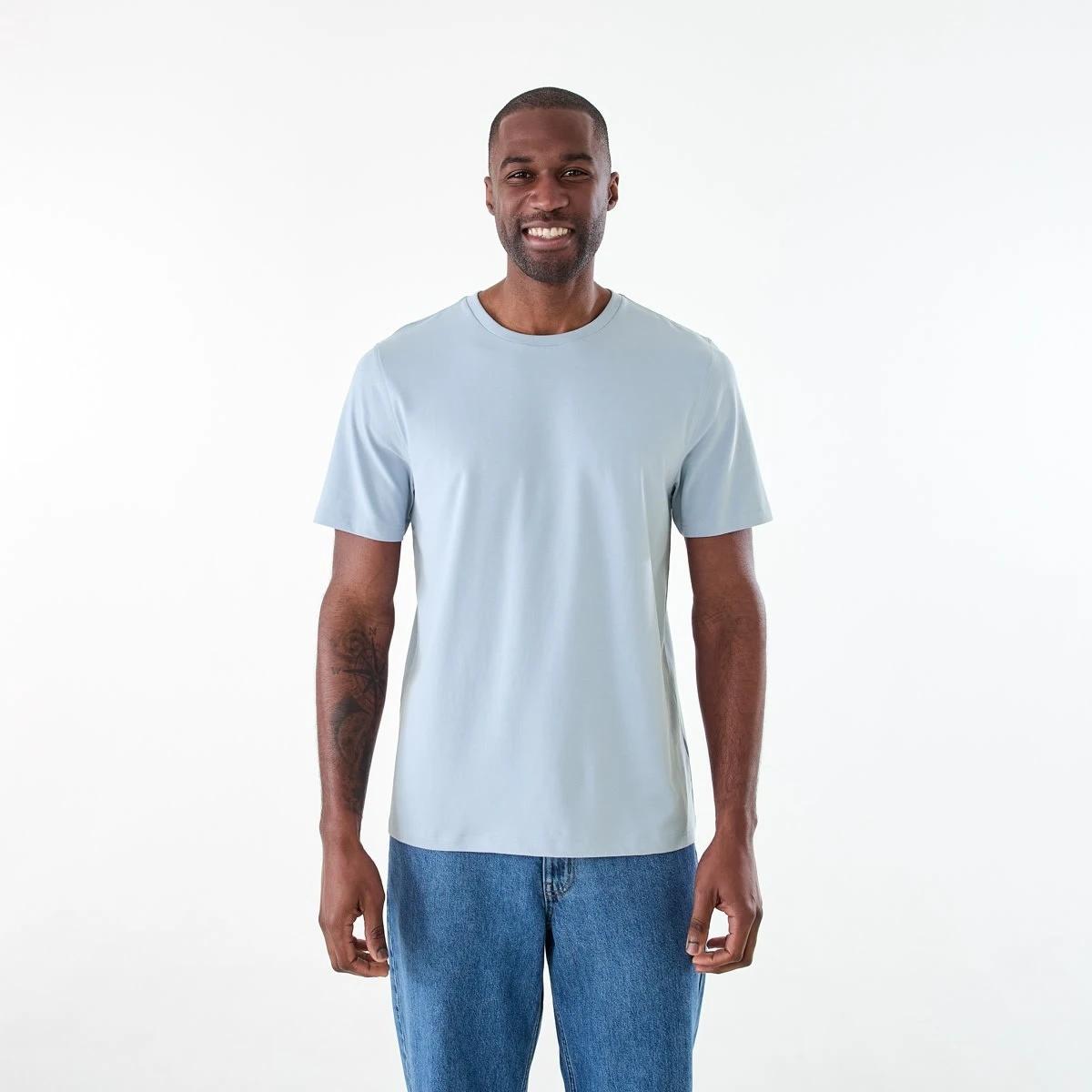 1 Short Sleeve Cotton Elastane Top FOG BLUE, 1 of 6