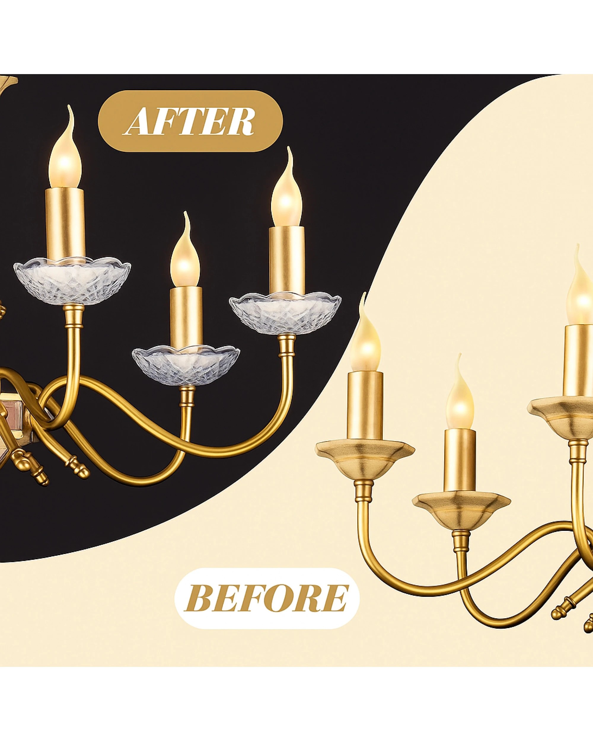 1 BR Home Crystal Chandelier Bobeche Lamp Part with Gold Pins, 1 of 5