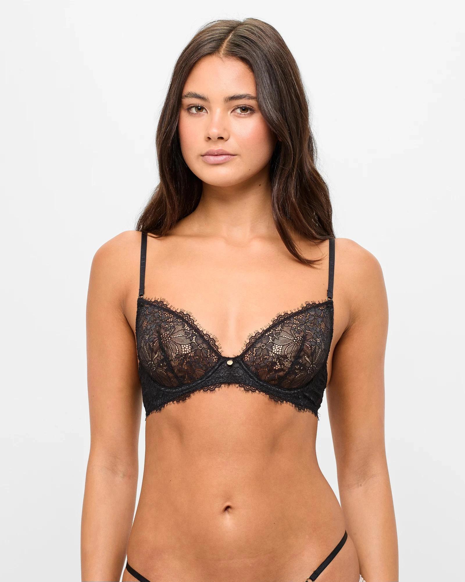 1 Chella Lace Plunge Underwire Bra - Lily Loves BLACK, 1 of 4