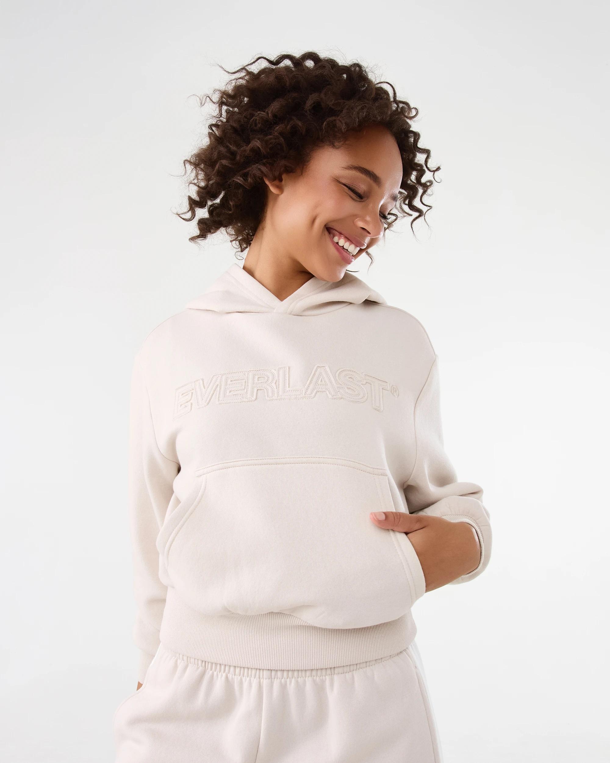 2 Everlast Womens Mid Length Cinched Hoodie Cool Beige, 2 of 7