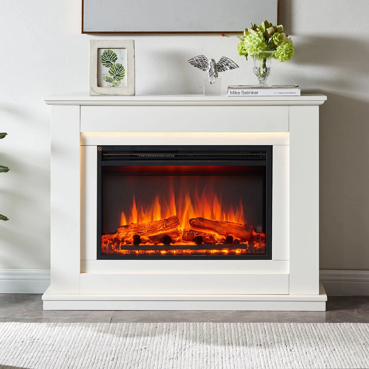 1 Moda Living Opal Electric Fireplace Heater White Mantel Suite - White, 1 of 1