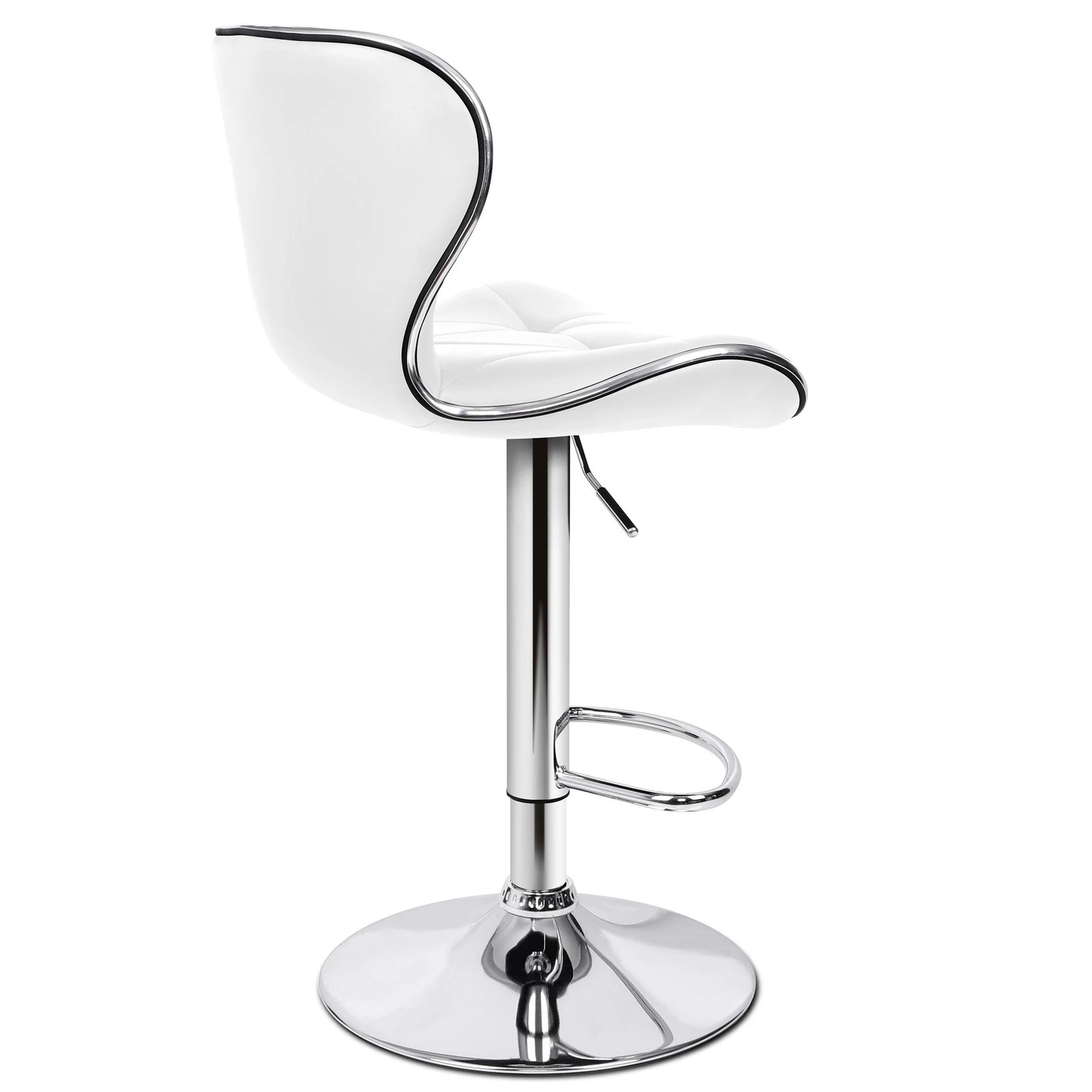 5 Alfordson 2x Bar Stools Luna Kitchen Swivel chair Leather Gas lift - White, 5 of 10