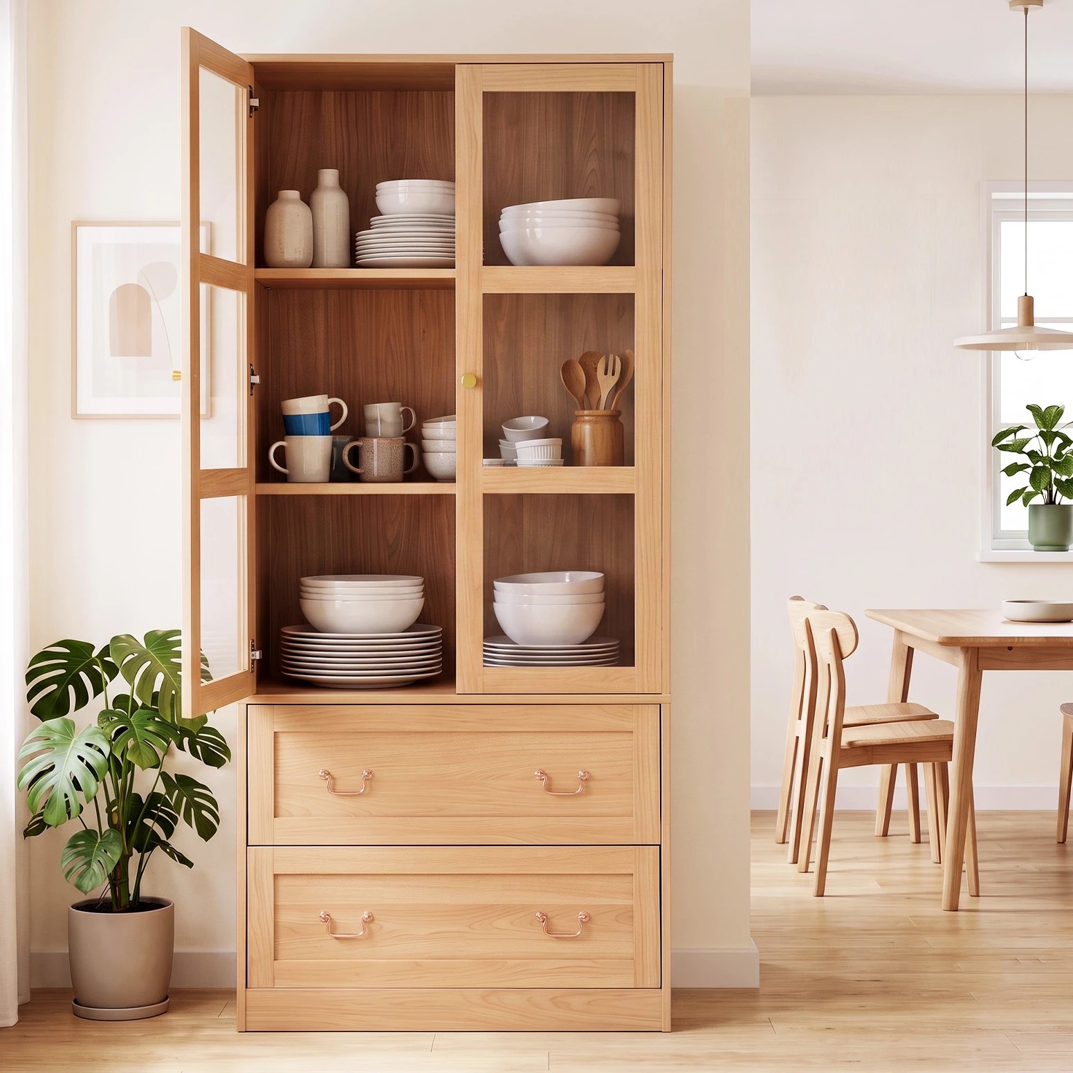 6 Artiss Buffet Cabinet Sideboard Pantry Kitchen Storage 180cm Wood - Natural, 6 of 9