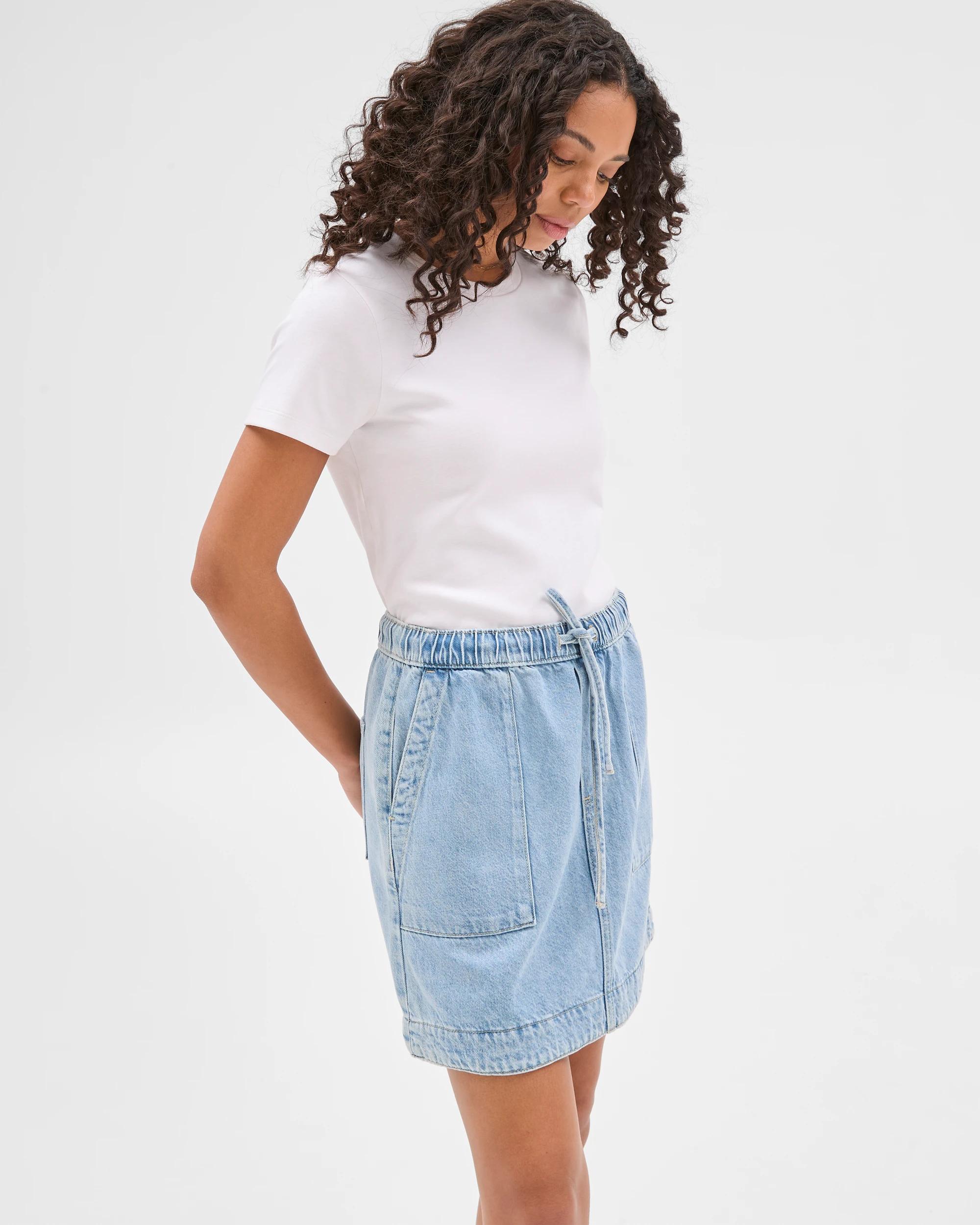 4 Target Denim Pull On Mini Skirt ICE BLUE, 4 of 6