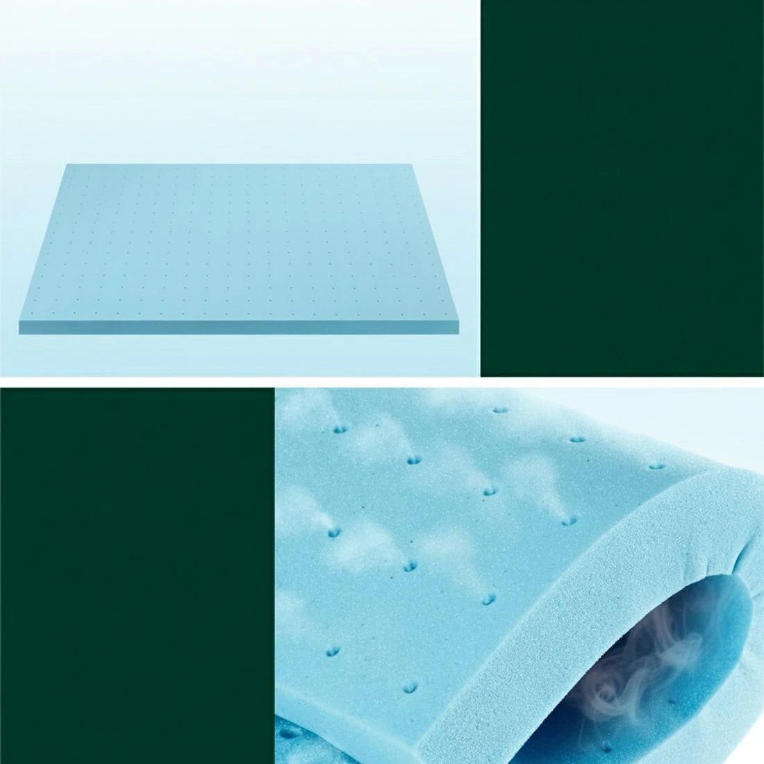4 Giselle Bedding Memory Foam Mattress Topper Ventilated Cool Gel 8cm King - King Bed - Blue, 4 of 7