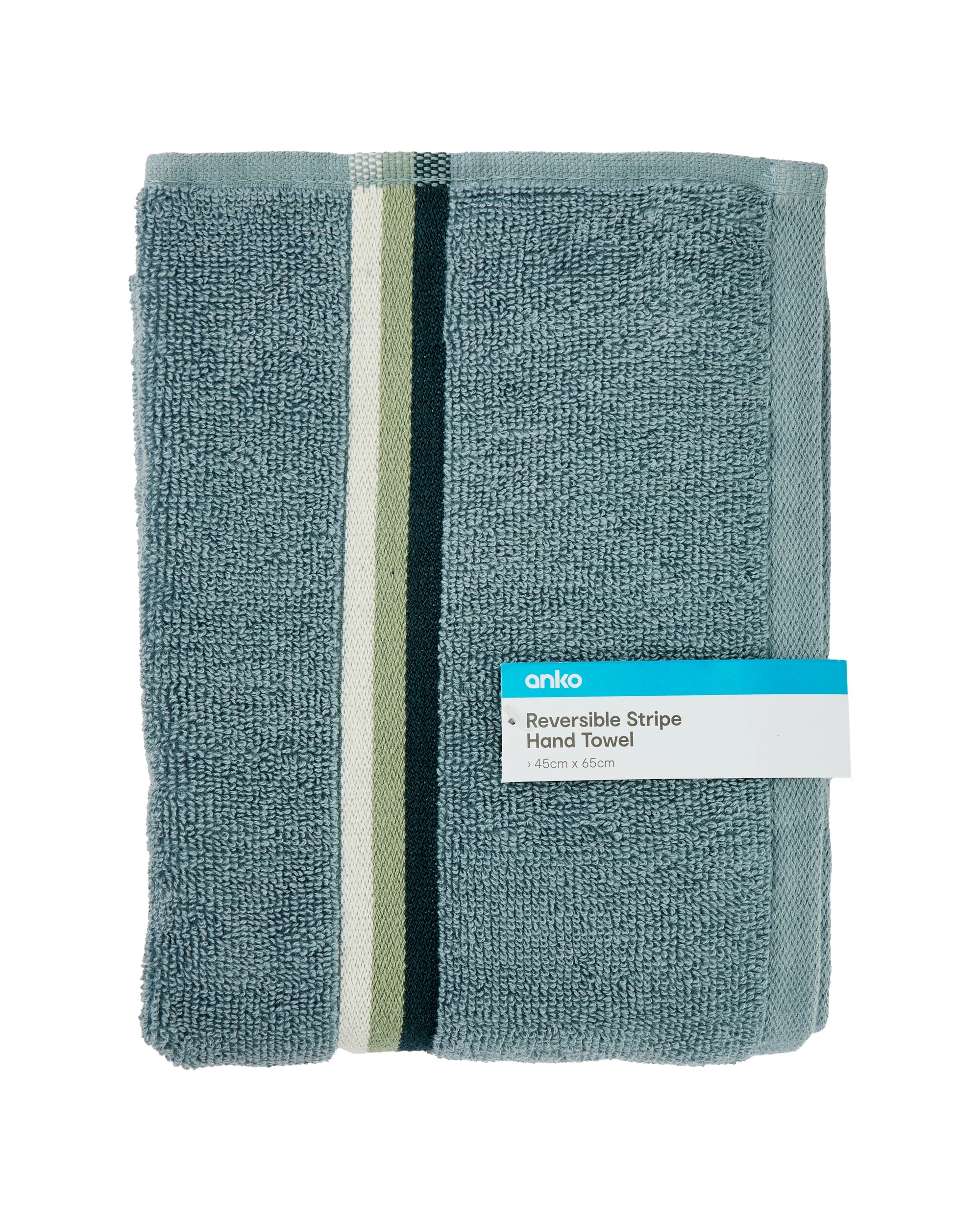 5 Blue Reversible Cotton Stripe Hand Towel, 5 of 5