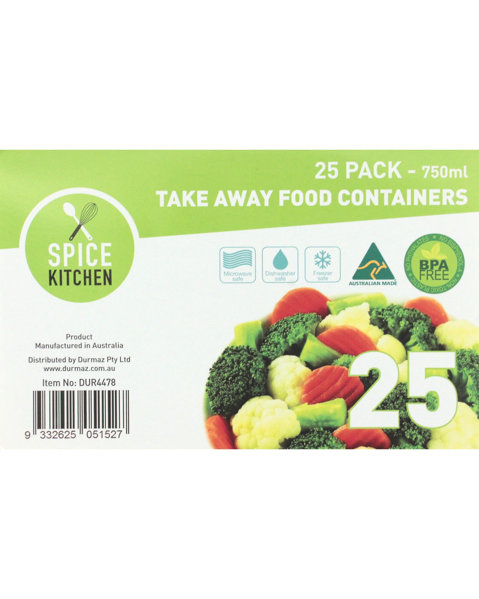 4 Spice Kitchen Bulk Takeaway Containers With Lids 750ml Pack of 25, 4 of 4