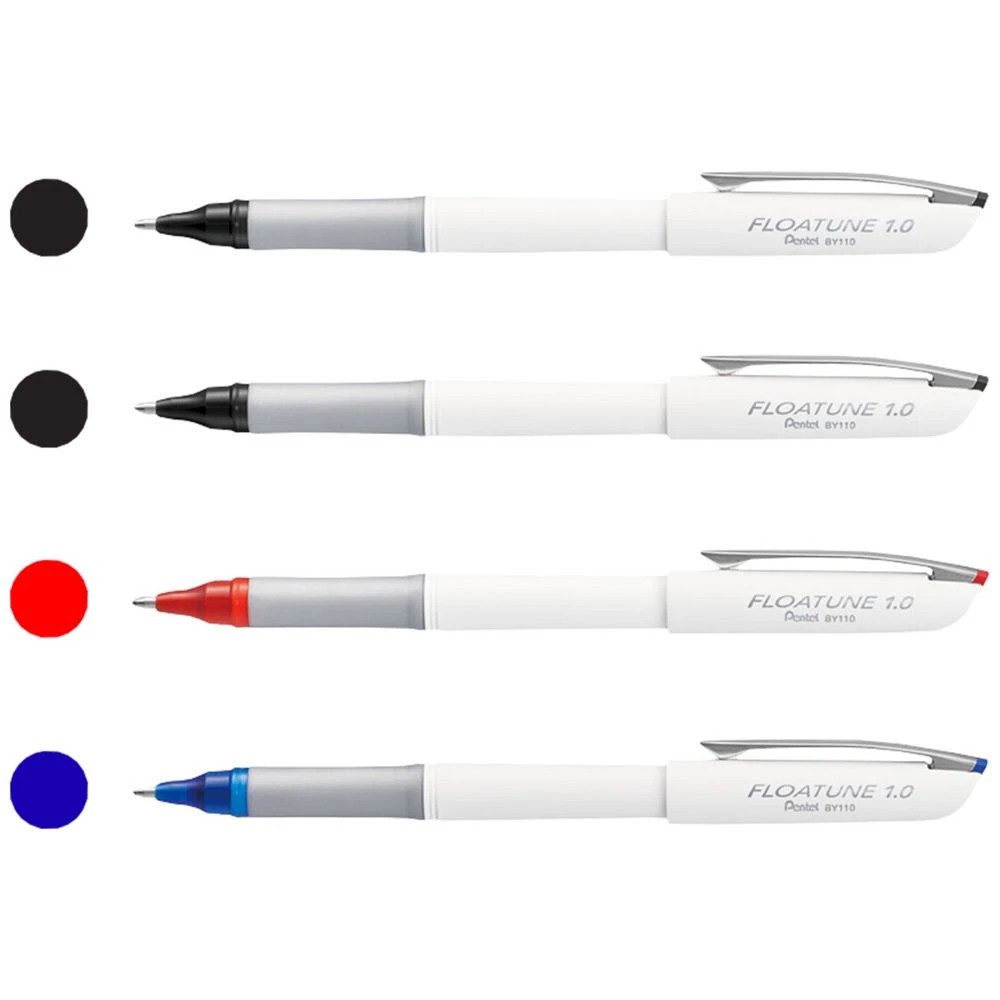 3 Pentel Floatune 1mm Capped Rollerball Pen Assorted 4 Pack, 3 of 8
