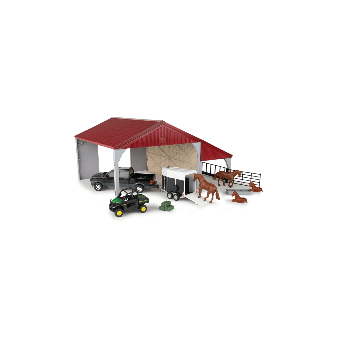 2 John Deere Weathered Barn Play Set With Pickup Horse Trailer 1 32 Scale 3 Years Plus. - Grey, 2 of 8