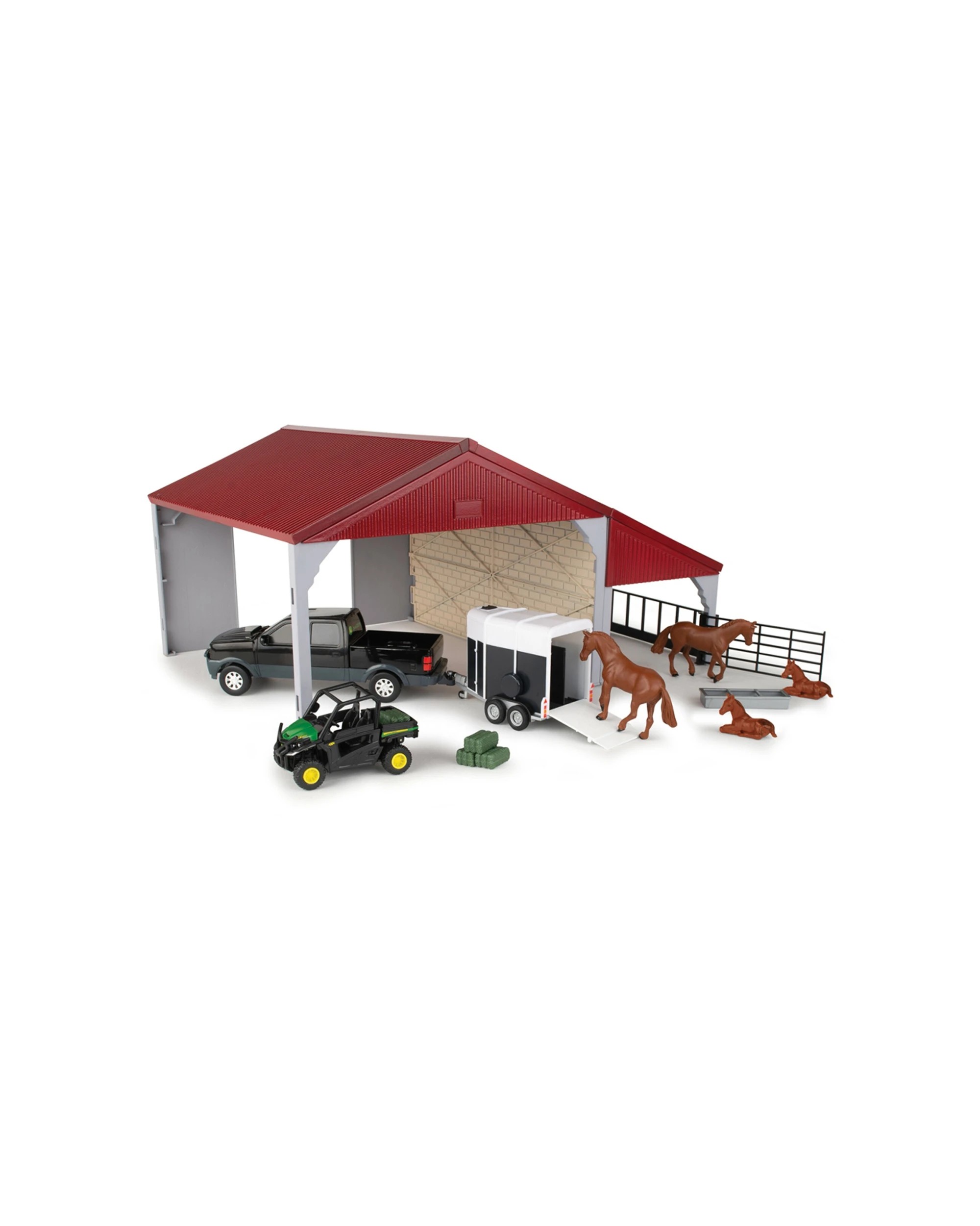 2 John Deere Weathered Barn Play Set With Pickup Horse Trailer 1 32 Scale 3 Years Plus. - Grey, 2 of 8
