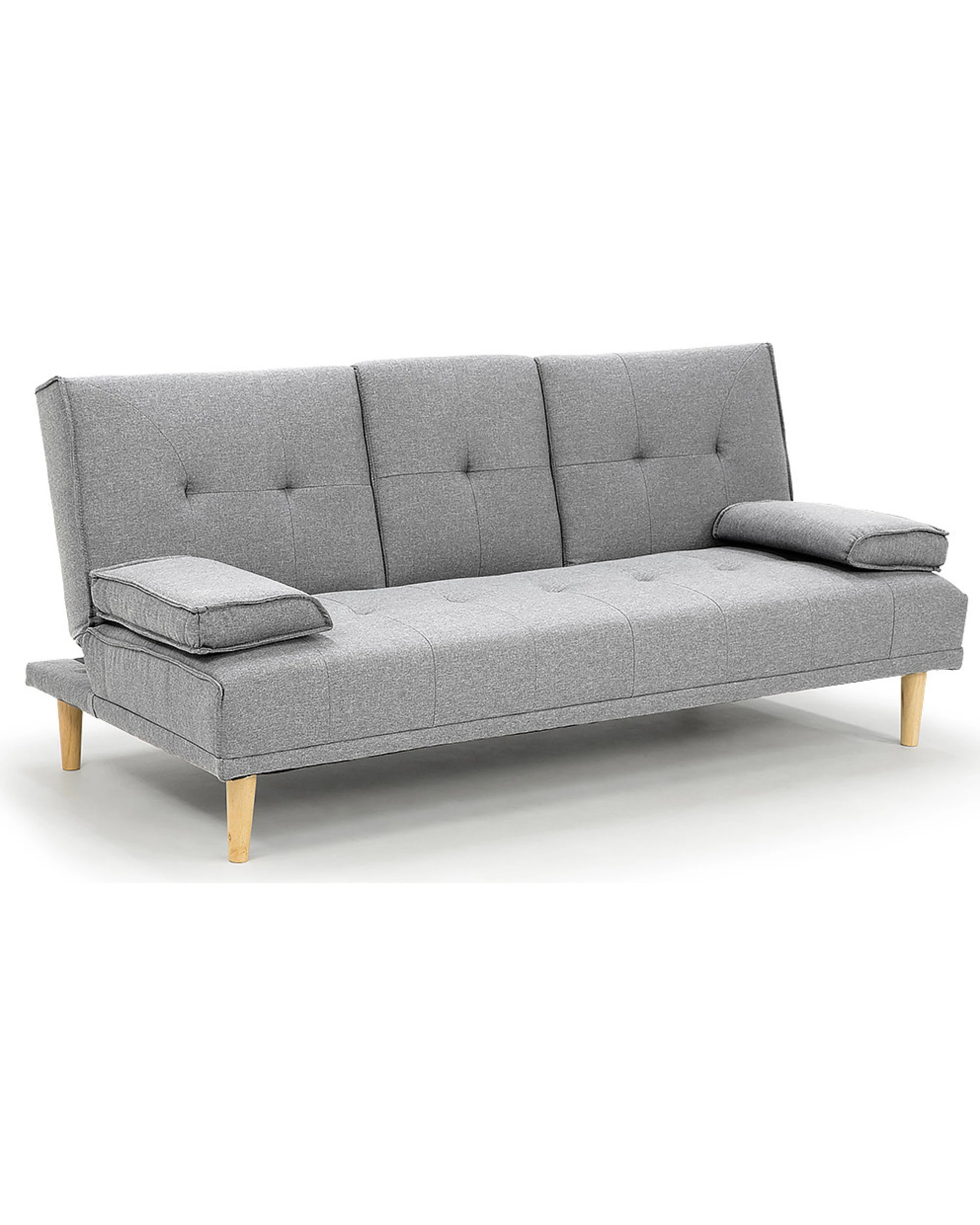 2 Sarantino Linen Fabric 3-Seater Sofa Bed - Light Grey - Grey, 2 of 8