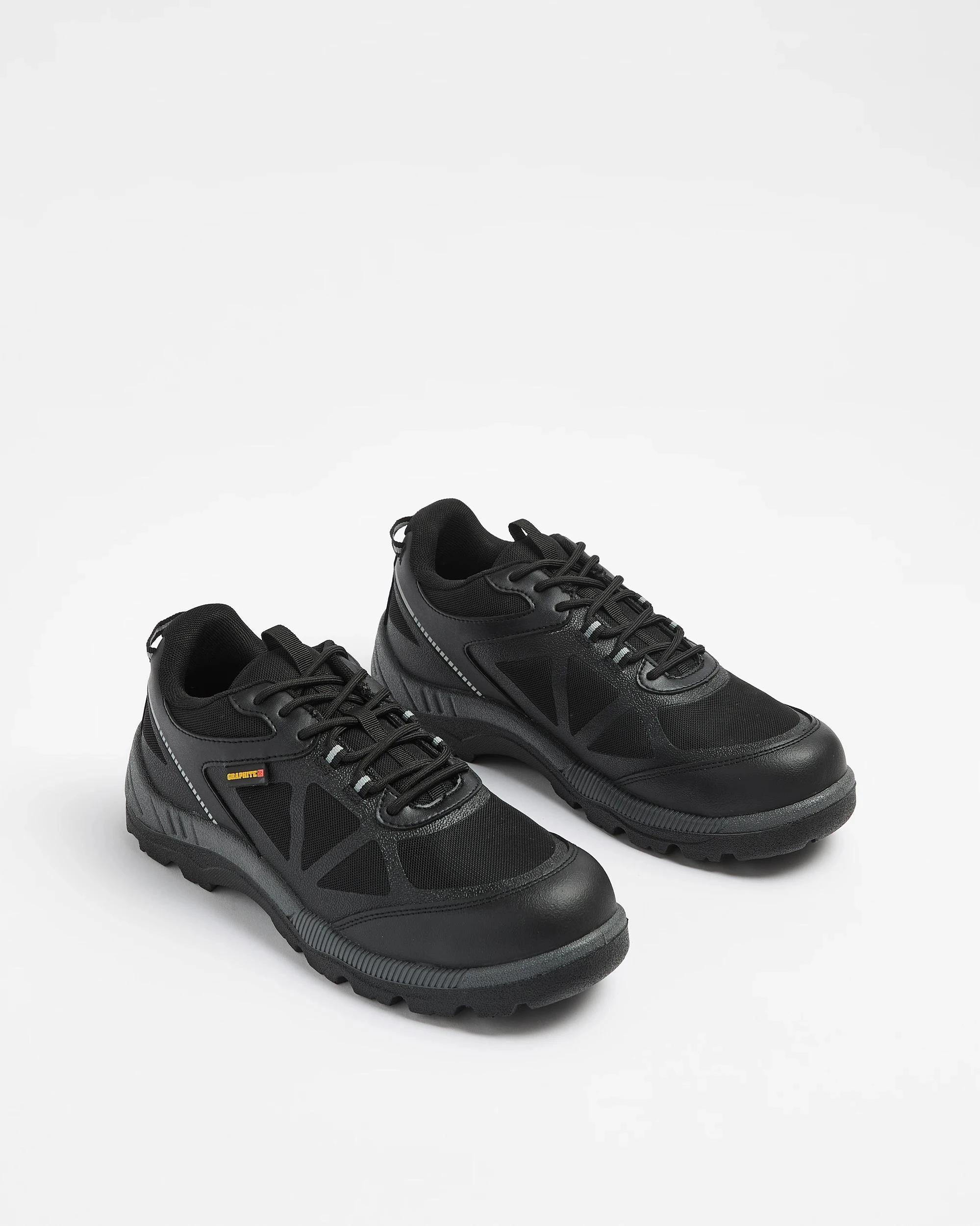3 Mens Graphite Lace Up Safety Runner BLACK, 3 of 3