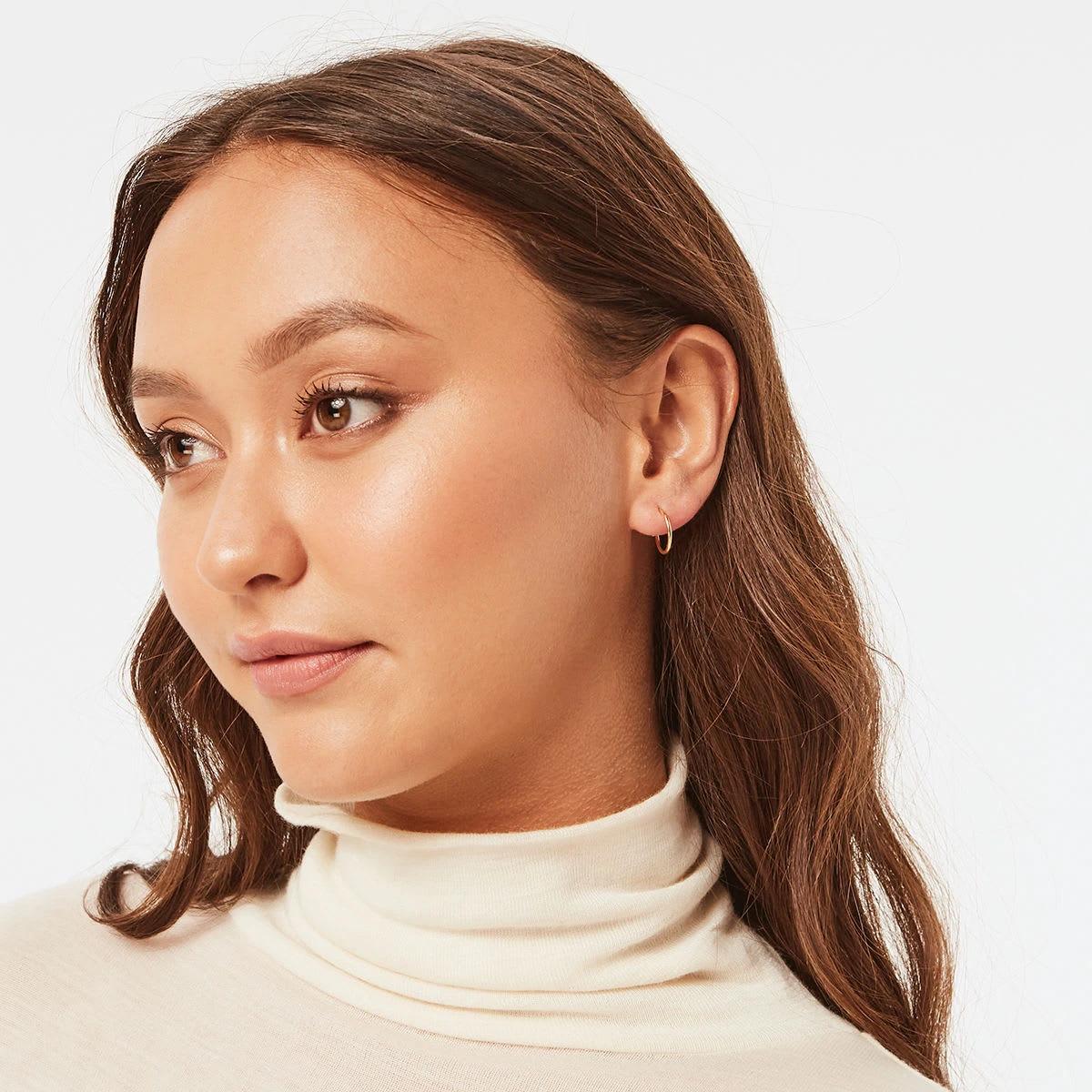 5 Gold Plated Sterling Silver Hoop Earrings - 14mm Gold, 5 of 7