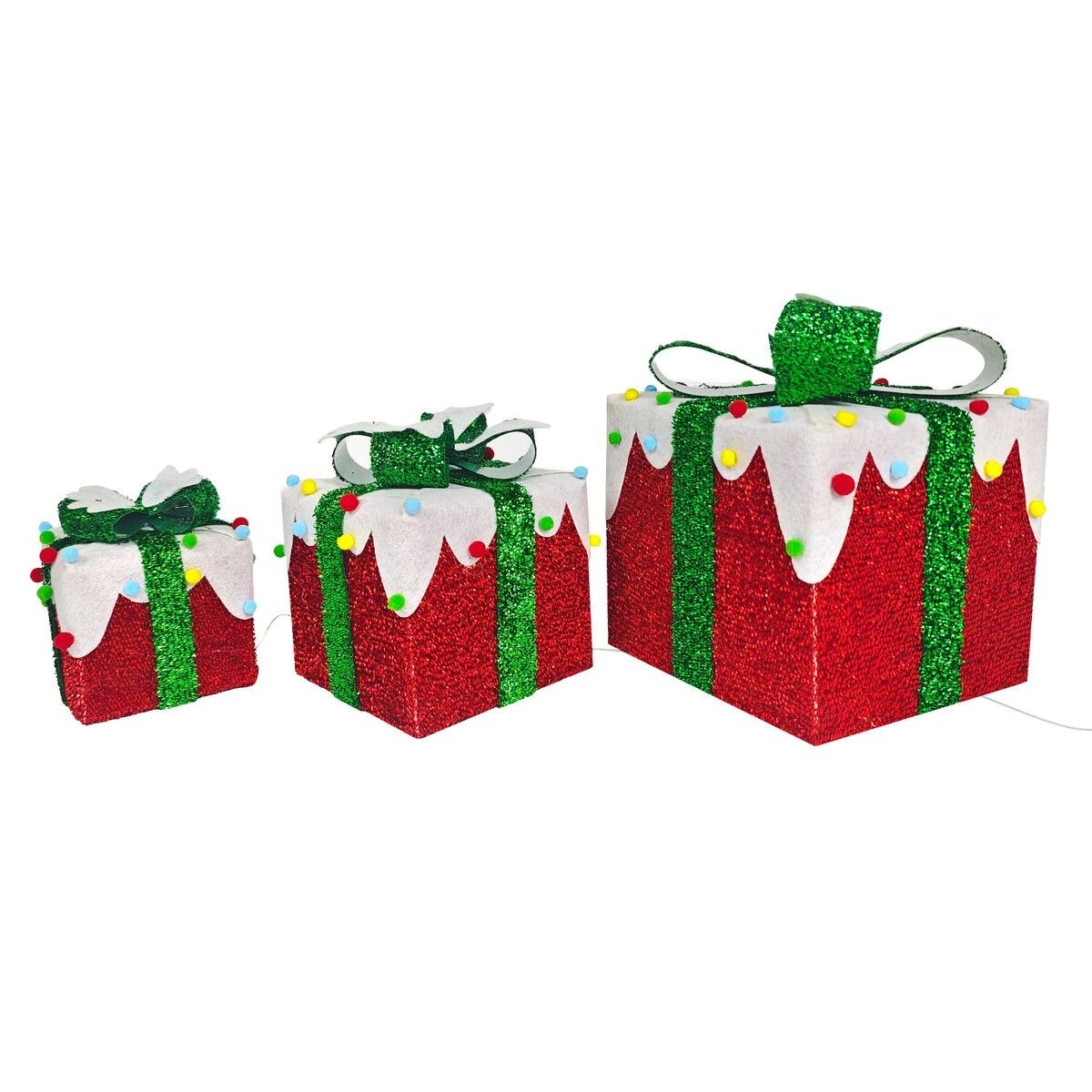 7 AUSWAY LED Christmas Lights Decorations Outside String Lighted Red Gift Boxes, 7 of 7
