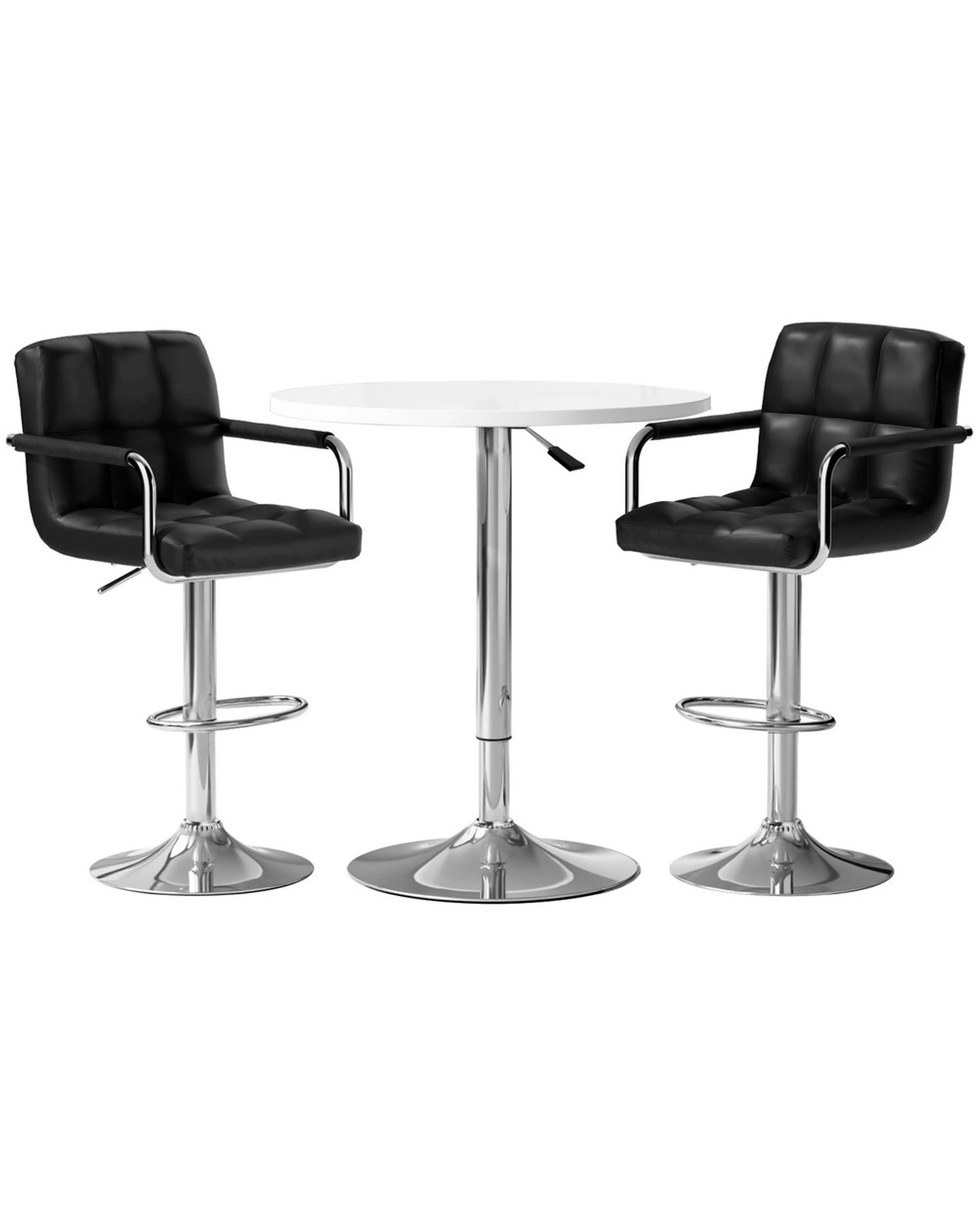 1 Artiss Bar Table And Stools Set Dining Desk Kitchen Chairs Cafe Pub
 - White, 1 of 3