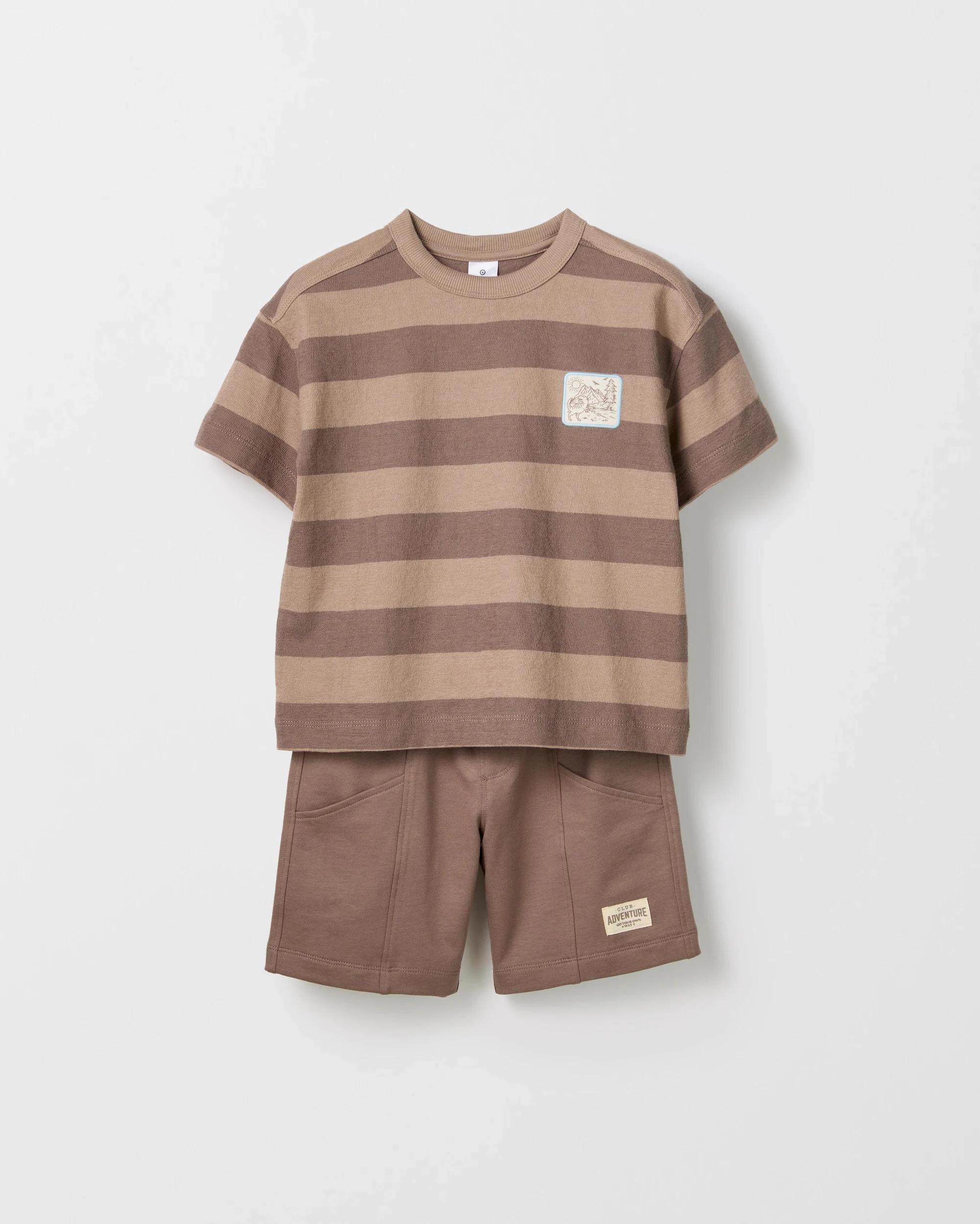 2 Target Australian Cotton T-Shirt and Short 2 Piece Set BROWN, 2 of 6