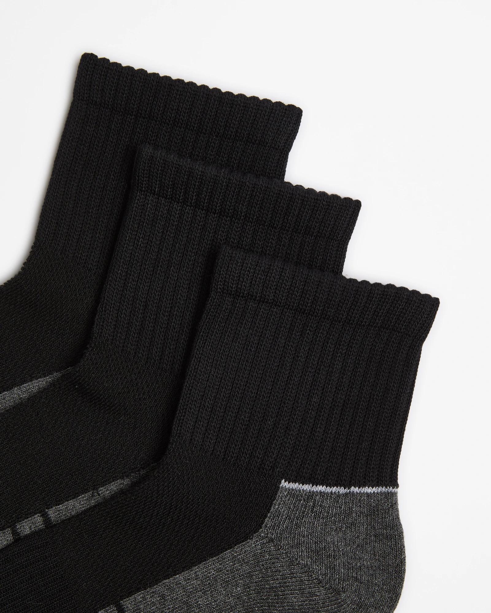 2 Australian Cotton Blend 3 Pack Sport Quarter Crew Socks - Maxx BLACK, 2 of 3