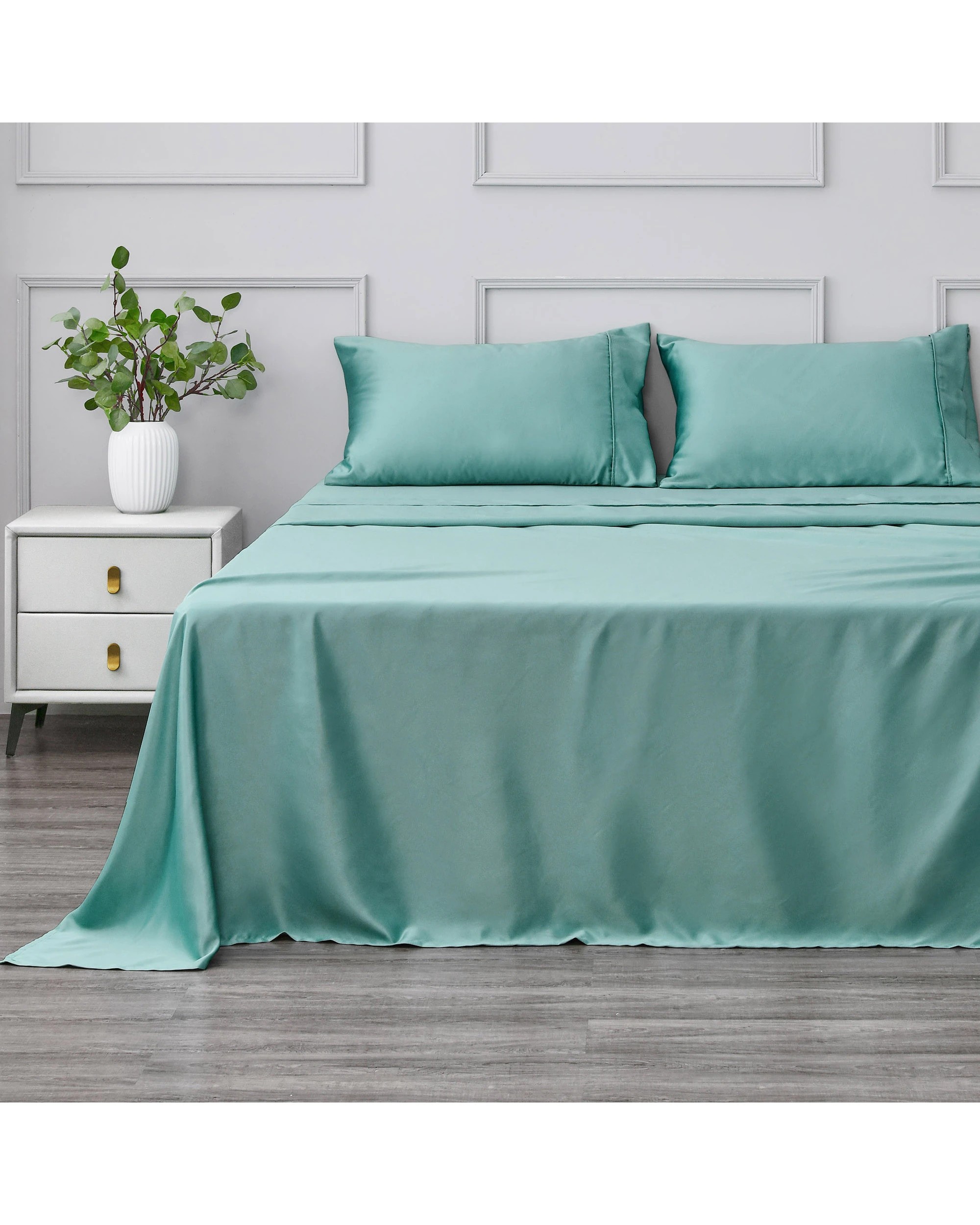3 Dreamaker Matte Satin Sheet Set - Queen Bed - Duckegg, 3 of 8