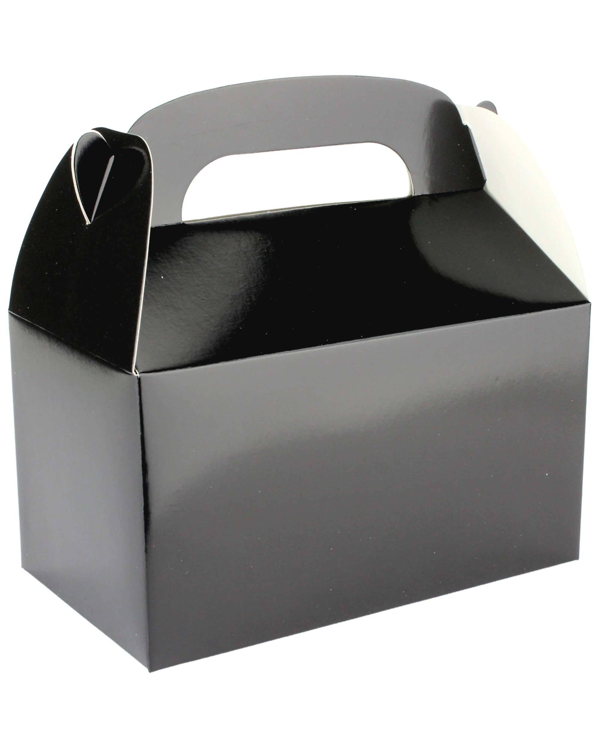 1 Partyrama Black Lolly/Treat Boxes with Handle Pack of 6 - Black, 1 of 2