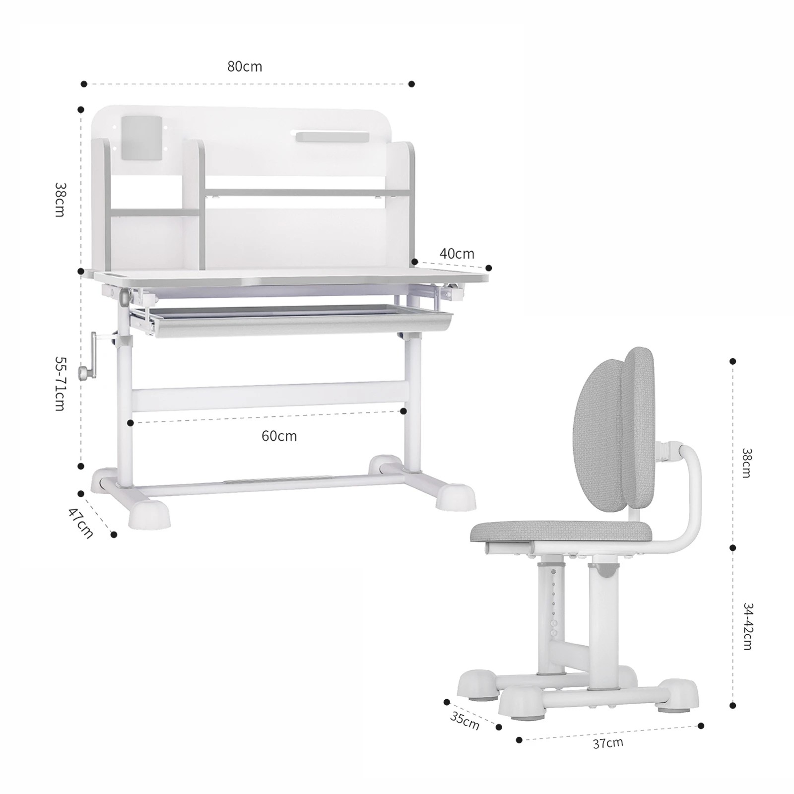 4 Ausway Kids Desk and Chair Set Ergonomic - Multi, 4 of 7