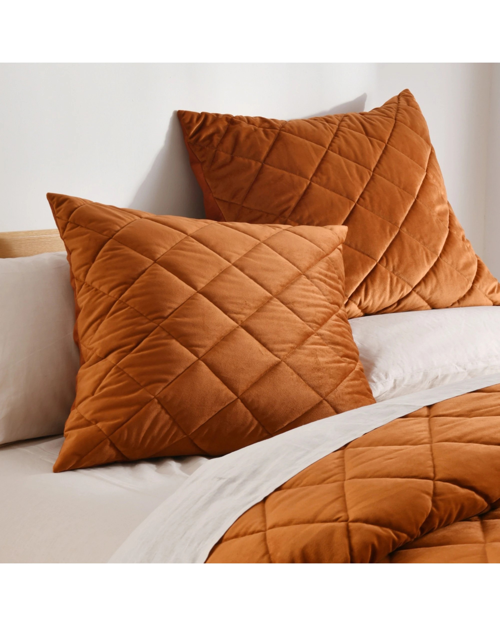 2 Dreamaker Haven Quilted European Pillowcase 65x65cm - Rust, 2 of 6