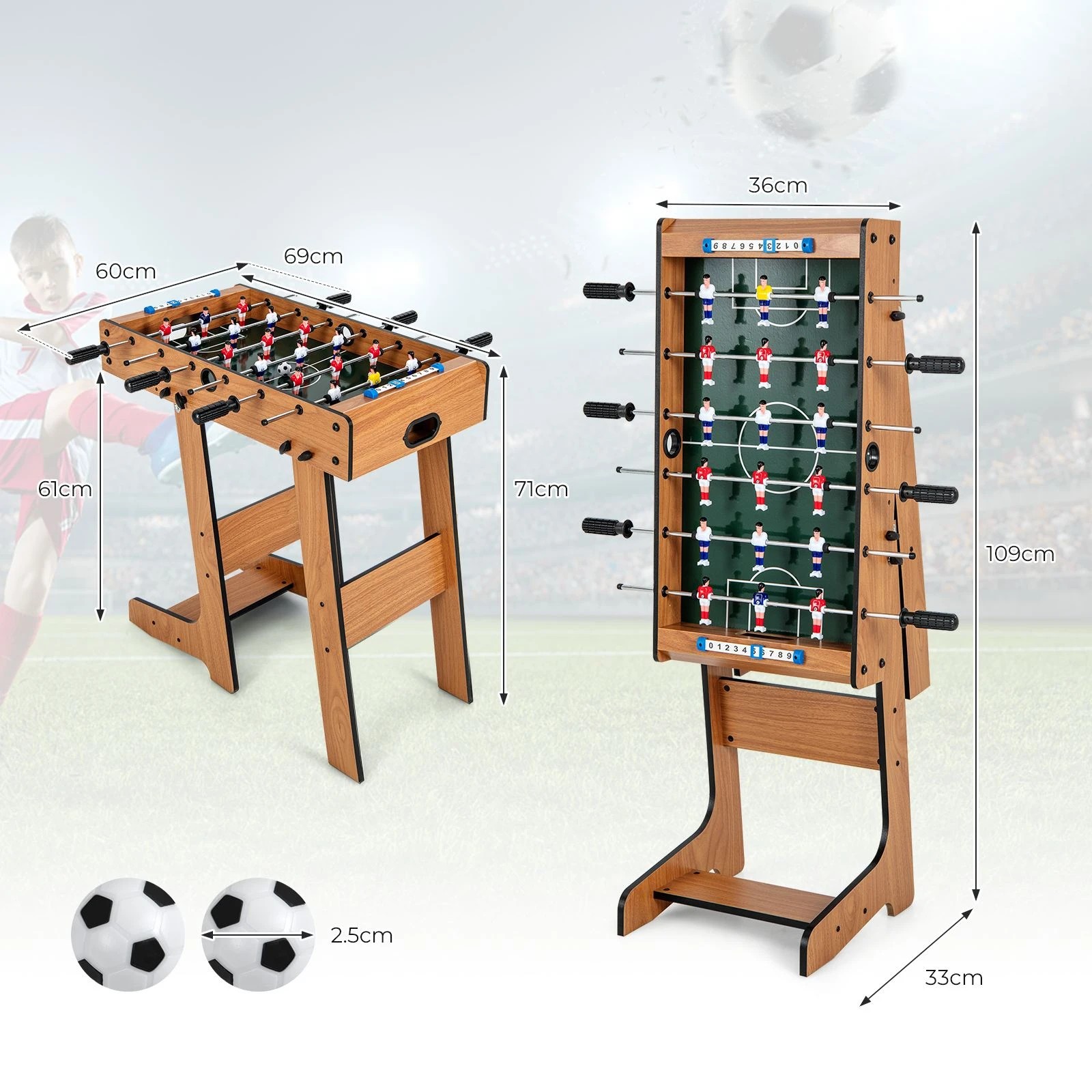 2 Costway Foosball Table Foldable Football Shoot Tabletop Family Party Game Home Fun Toys, 2 of 4