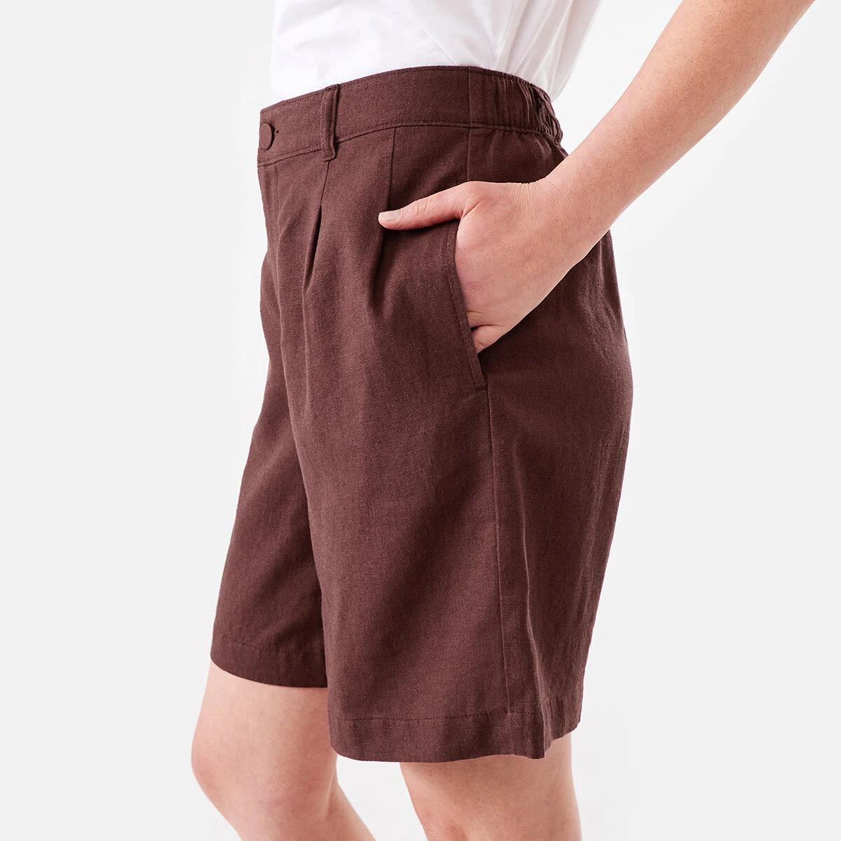 2 Linen Blend Bermuda Shorts Bnt Mroon, 2 of 6
