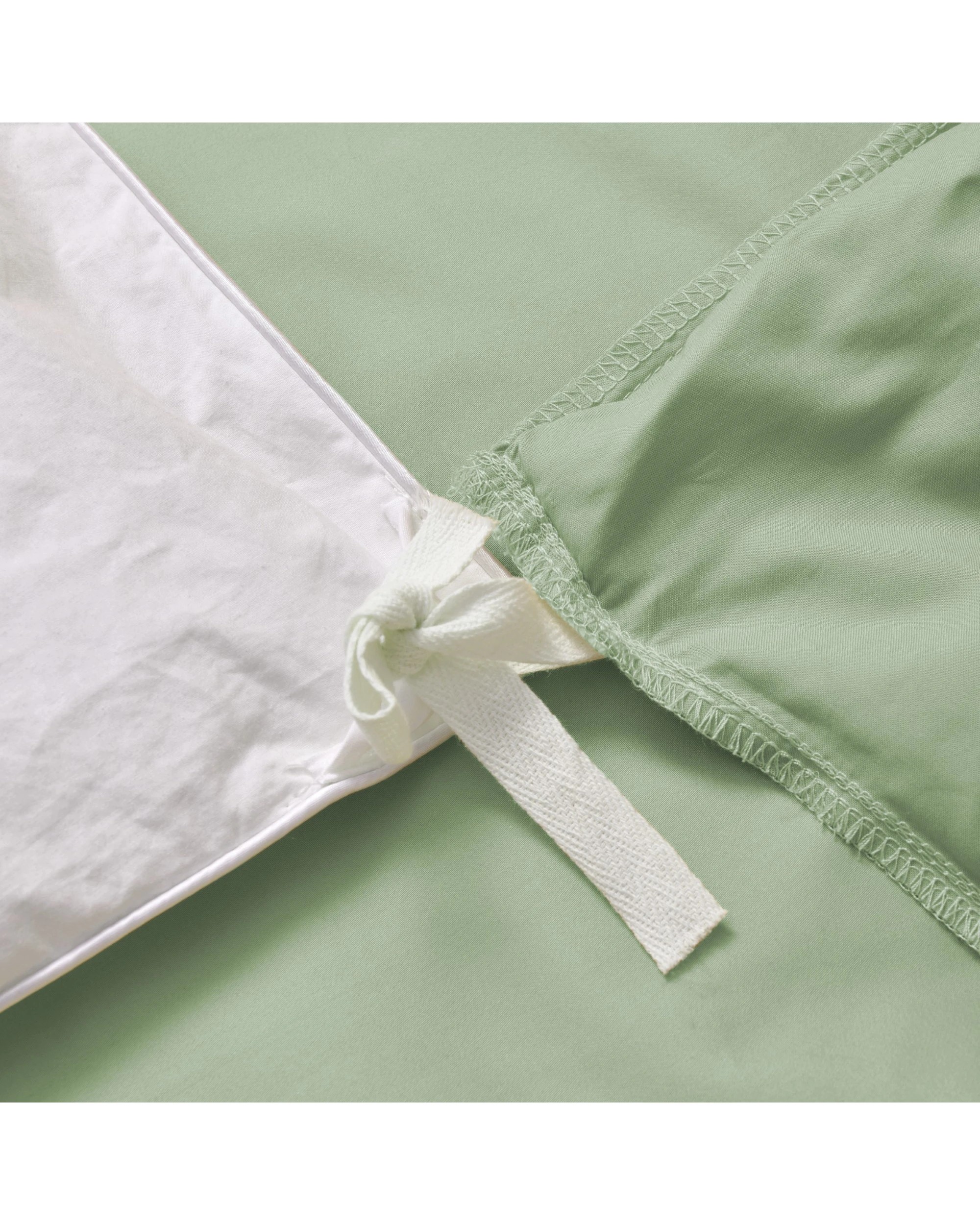 4 Serene 400TC Bamboo Cotton Sateen Quilt Cover Set - Queen Bed - Sage, 4 of 5