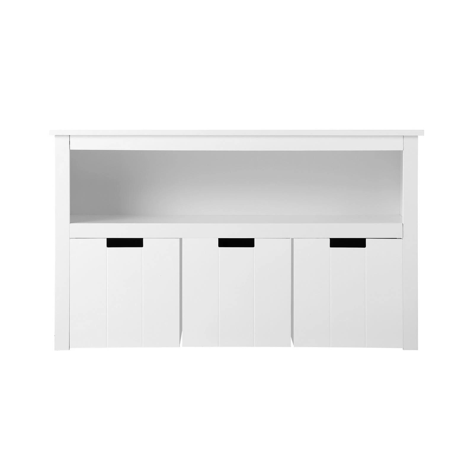 6 Oikiture Wooden Kids Toy Storage Cabinet Bookshelf With Portable Storage Box
 - White, 6 of 10