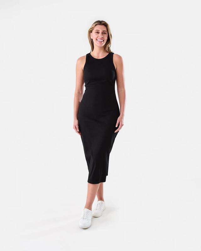 Sleeveless Padded Rib Midi D