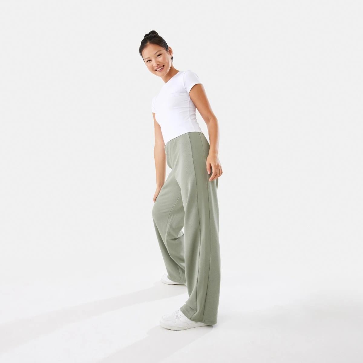 3 Active Womens Straight Leg Panel Trackpants Soft Khaki, 3 of 6
