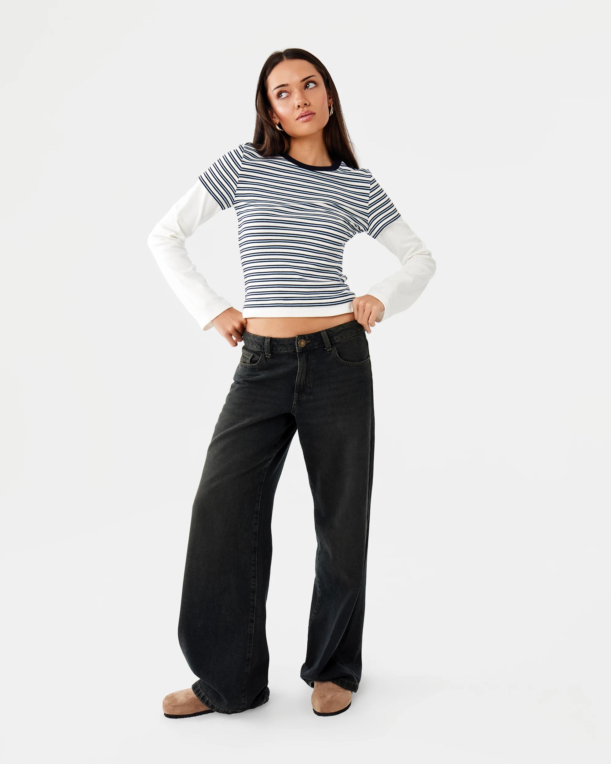 2 Long Sleeve Double Layer Top Blu Stripe, 2 of 10