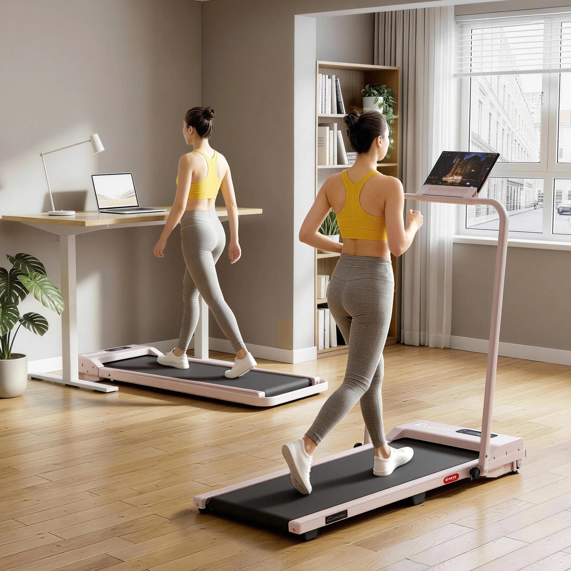 5 Everfit 3 in 1 Walking Pad Treadmill 12% Incline Foldable Under Desk Treadmills for Home Gym - Pink, 5 of 9