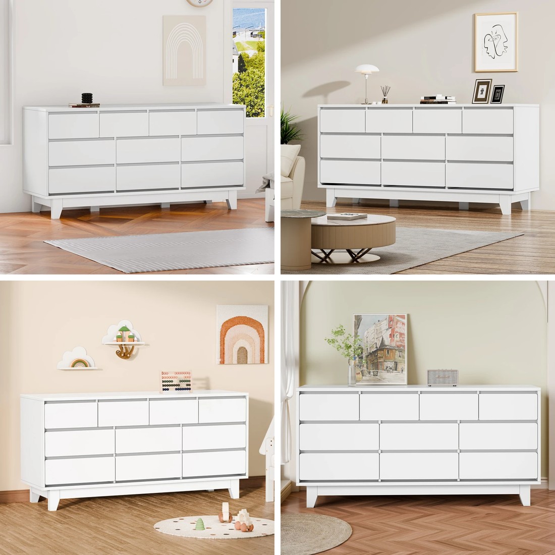 4 Alfordson 10 Chest of Drawers Minimalist Storage Cabinet Dresser - White, 4 of 10