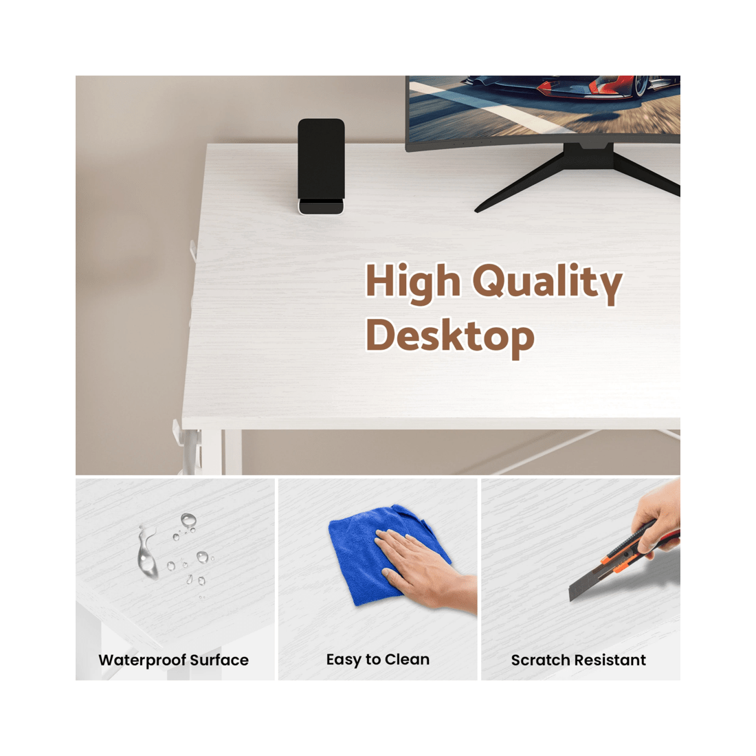 3 Advwin 120cm L Shaped Computer Desk With Reversible Storage Shelves Corner Desk White, 3 of 10