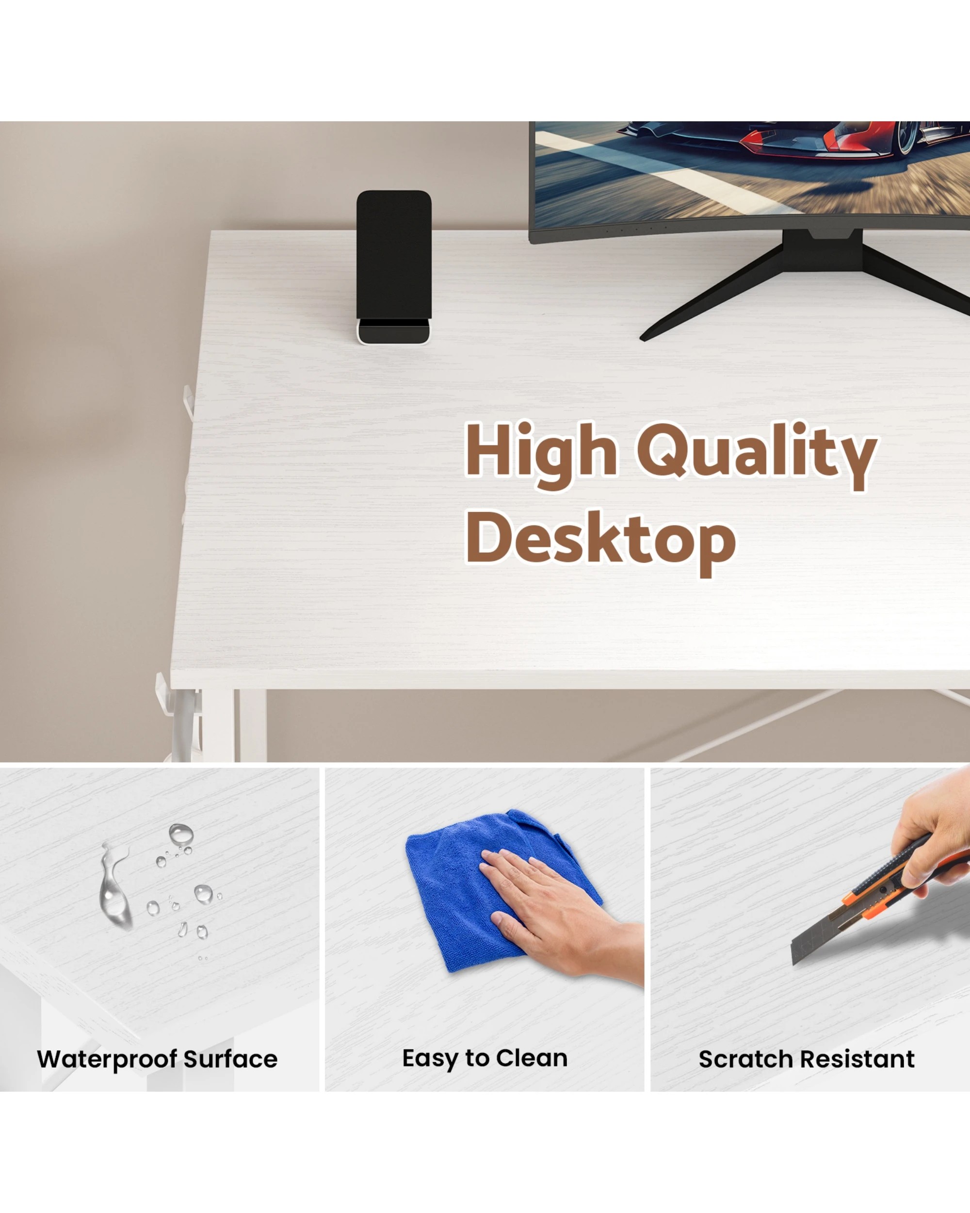 3 Advwin 110cm L Shaped Computer Desk With Reversible Storage Shelves Corner Desk White, 3 of 10