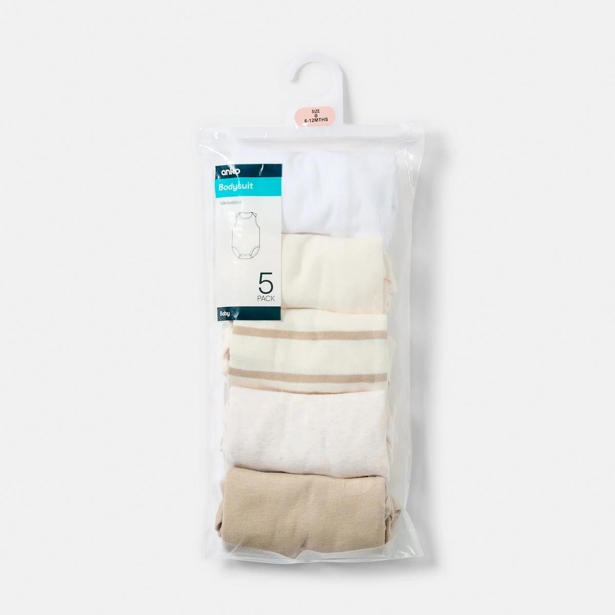 10 5 Pack Sleeveless Bodysuits NEUTRAL 5PK, 10 of 10