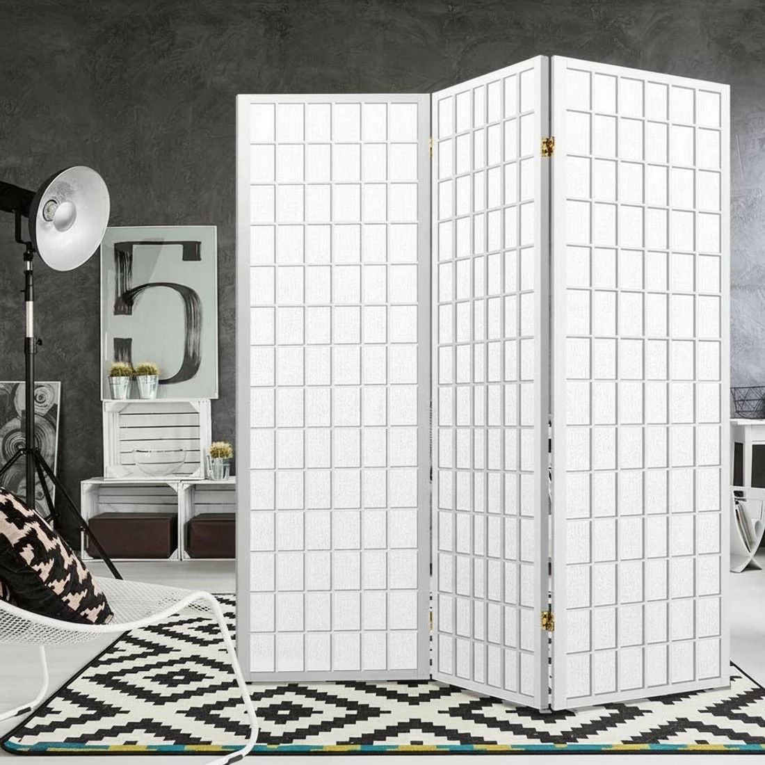 6 Artiss 3 Panel Room Divider Screen 131x179cm - White, 6 of 8