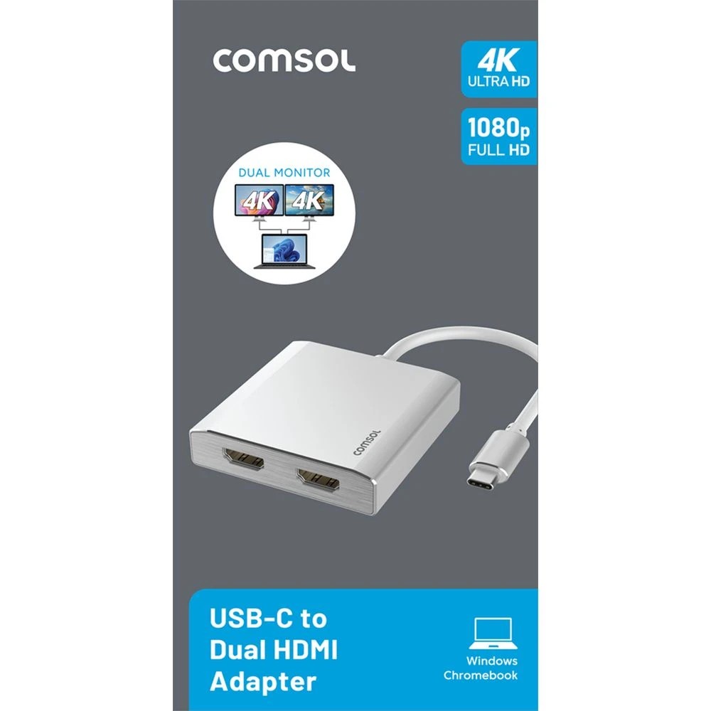 2 Comsol USB-C to Dual 4K HDMI Adaptor with PD, 2 of 5
