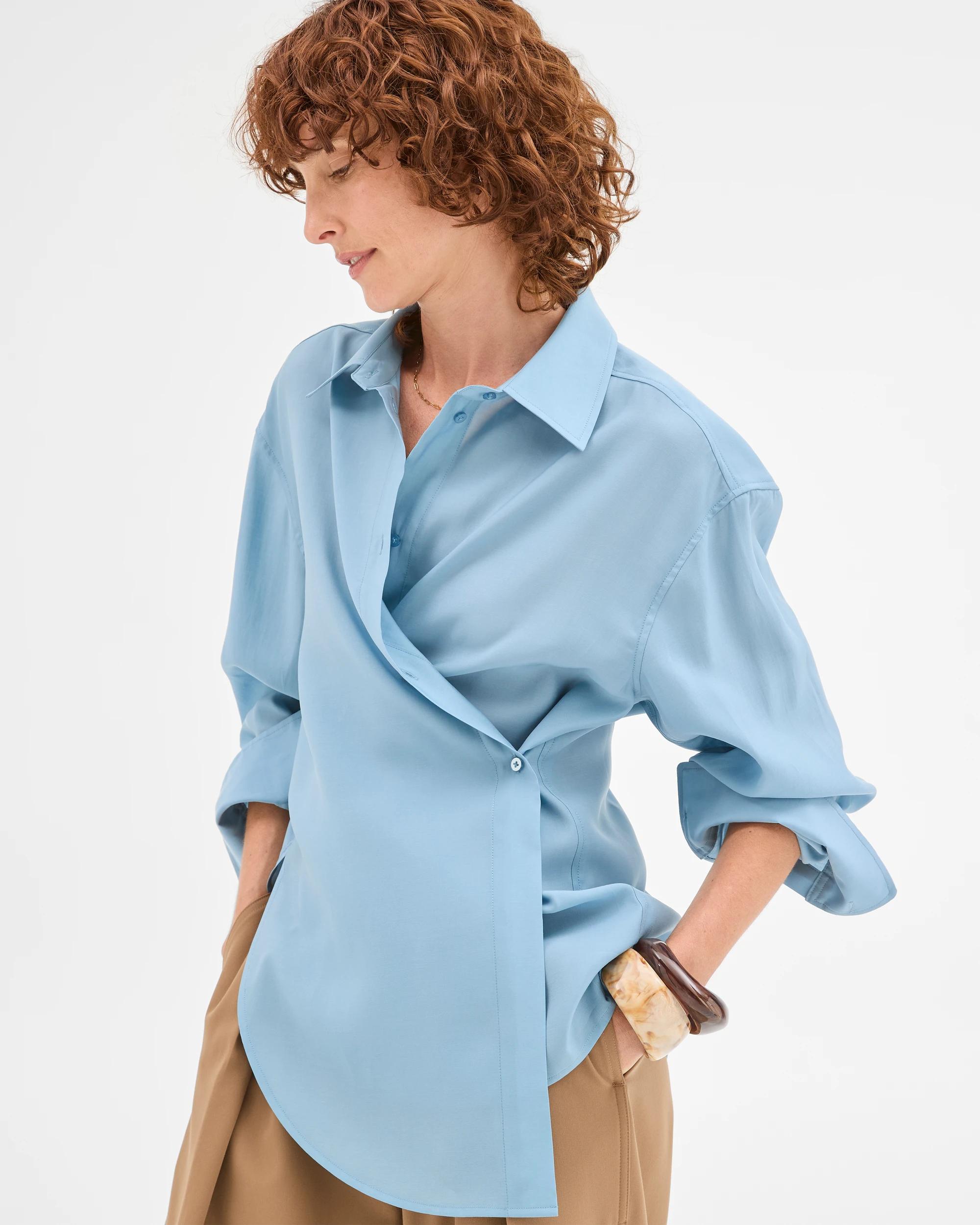 2 Preview Wrap Detail Shirt LIGHT BLUE, 2 of 6